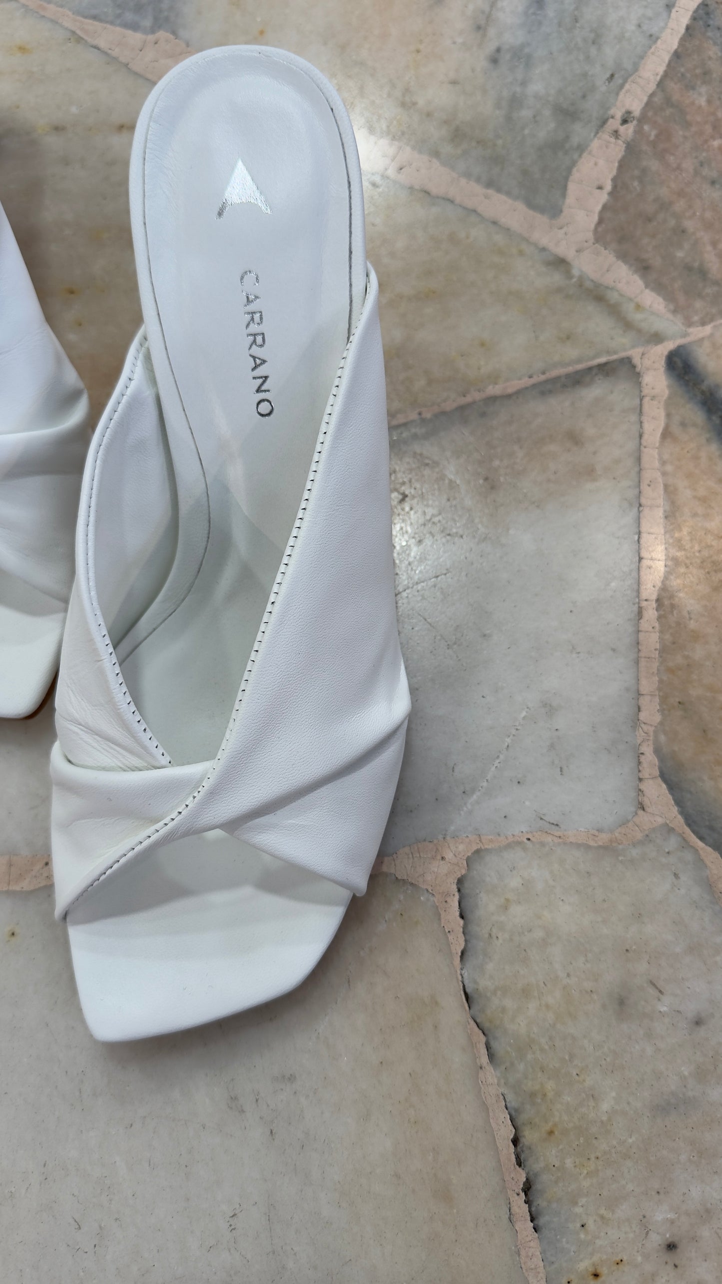 Ciabattina mules bianca nodo