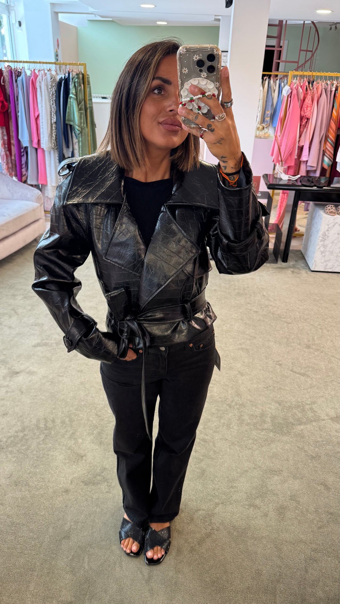 Trench crop nero crocco Actualee