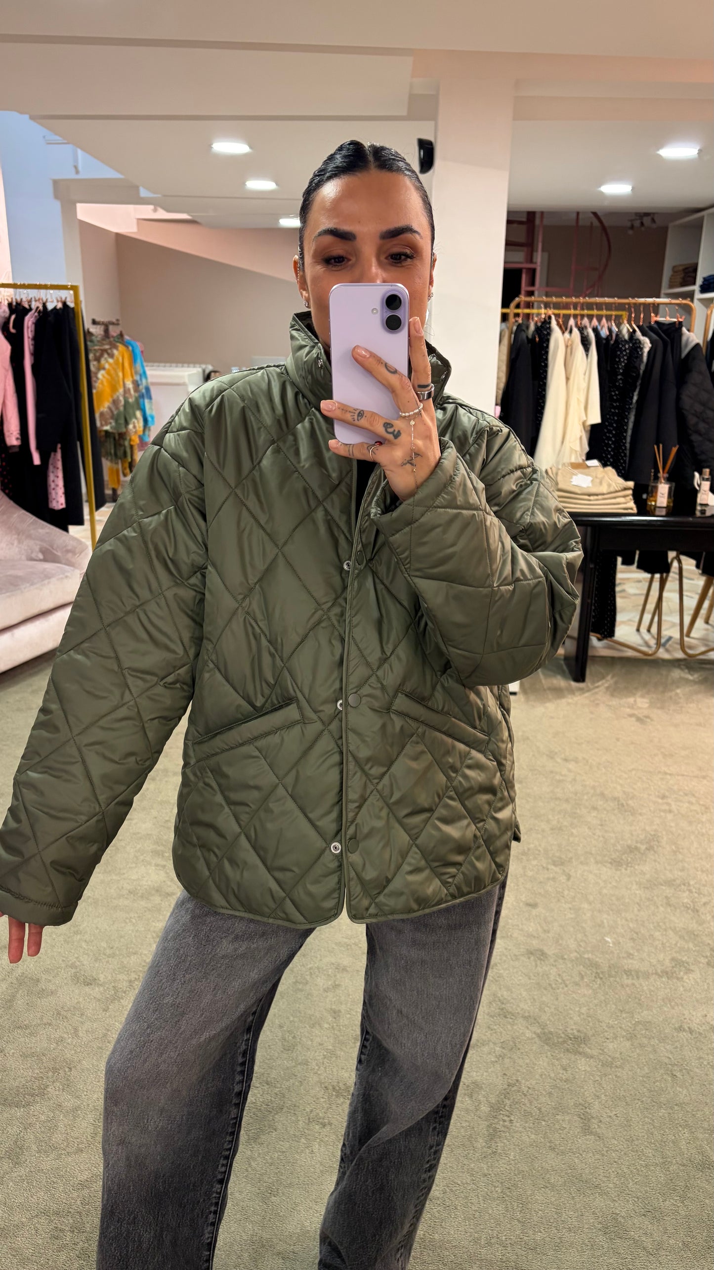 Piumino stella verde trapuntato jx