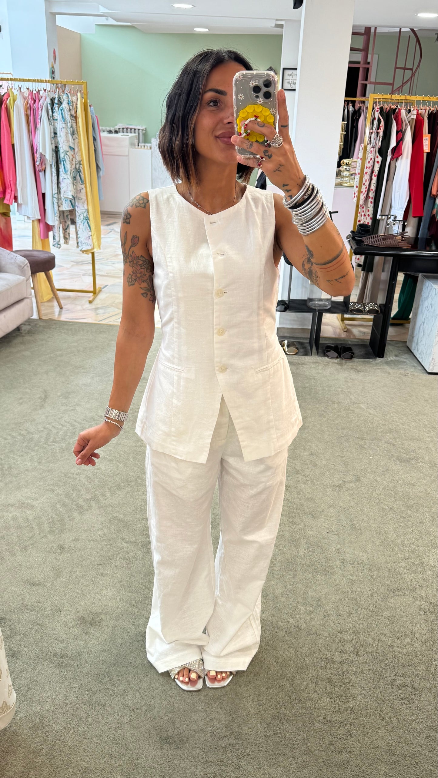 Set bianco gilet e pantaloni gl