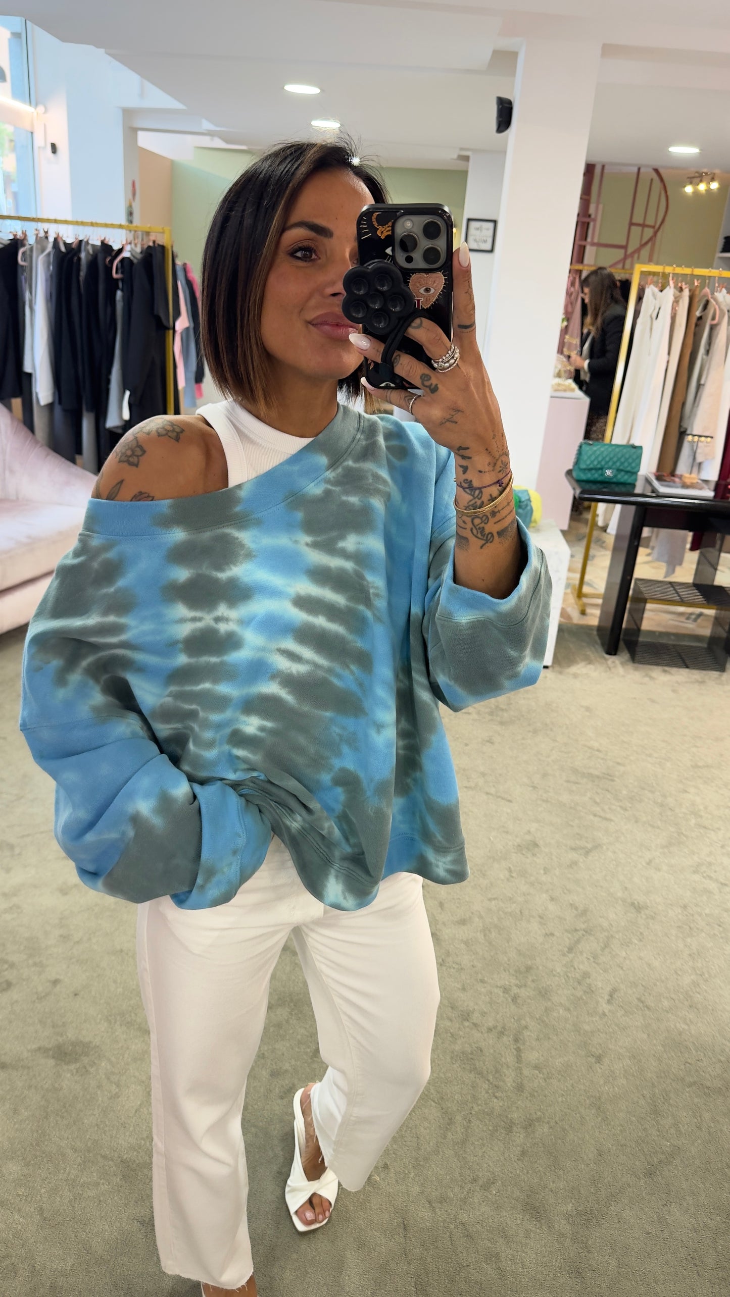 Felpa azzurra tie-dye Don't@me