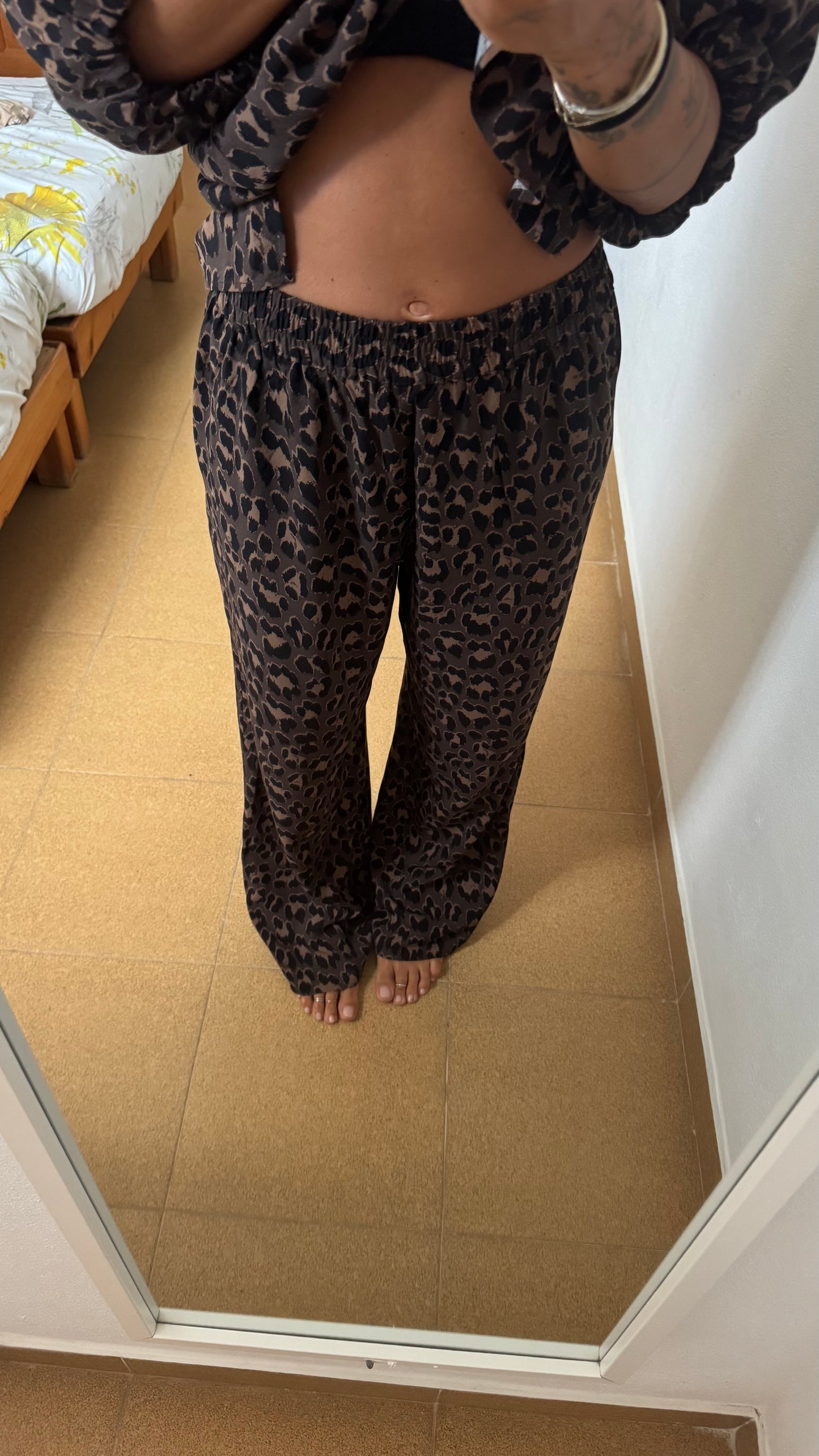 Pantaloni leopardati marroni sy