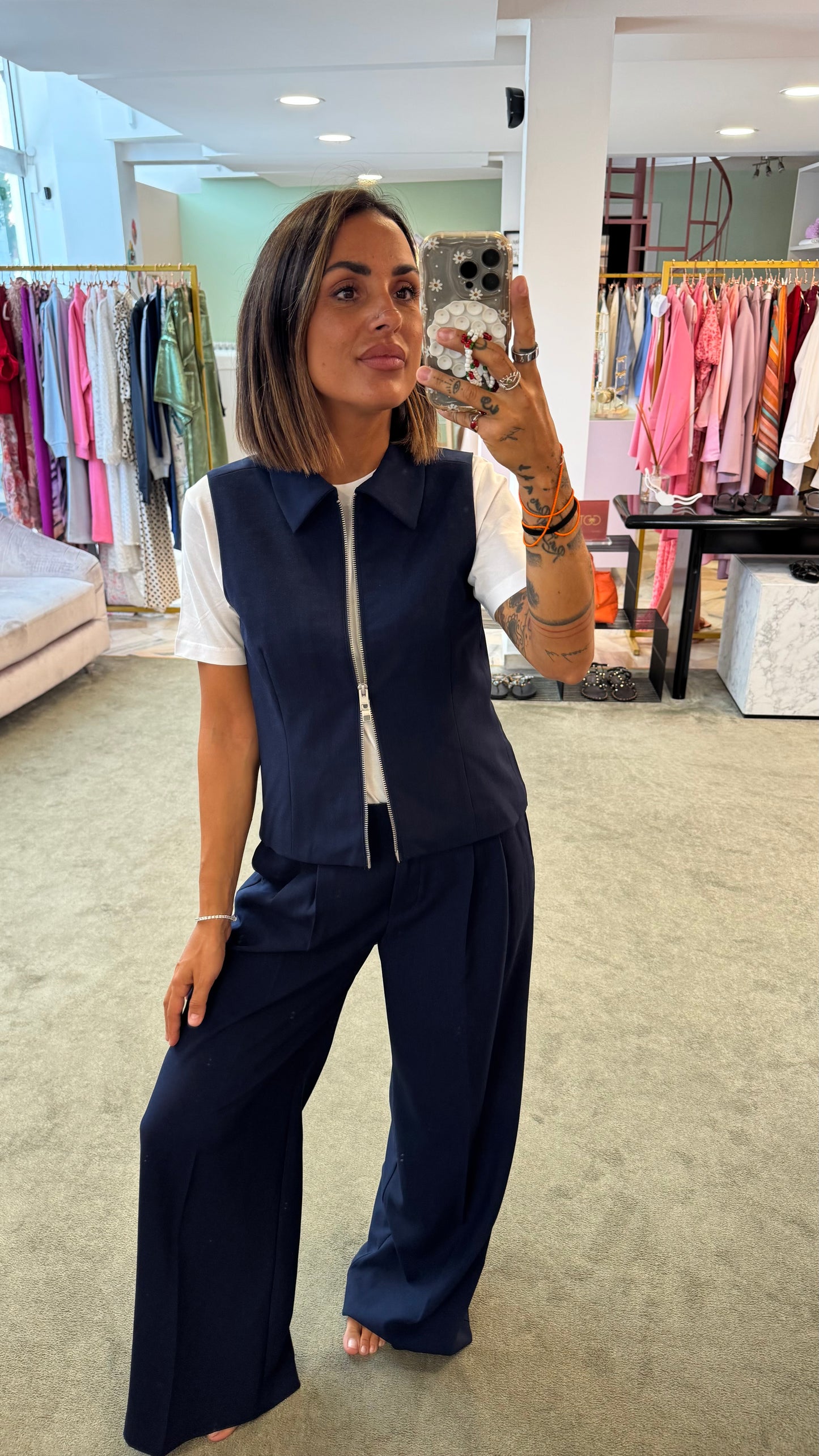 Gilet blu con zip jx