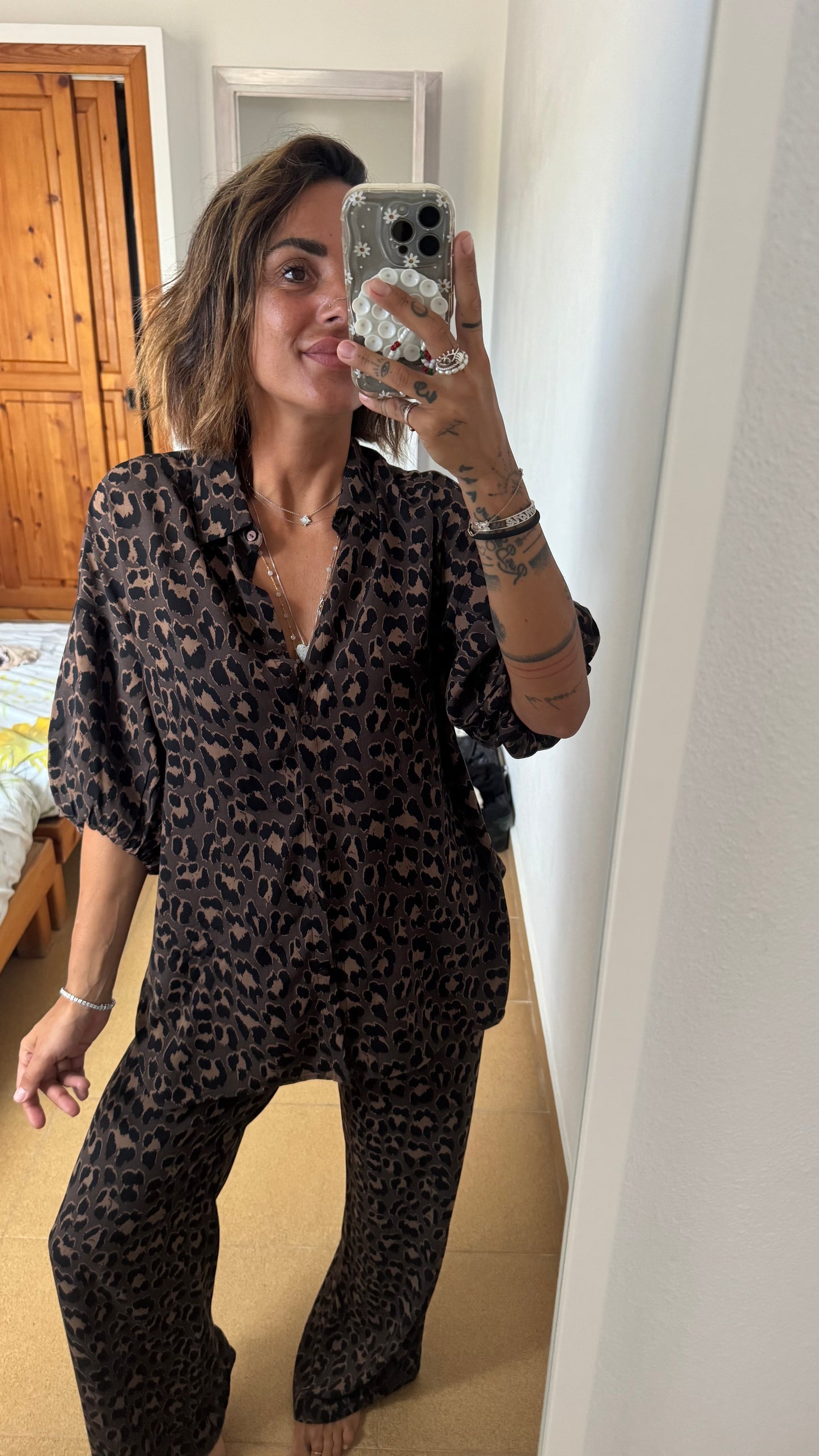 Camicia leopardata marrone sy