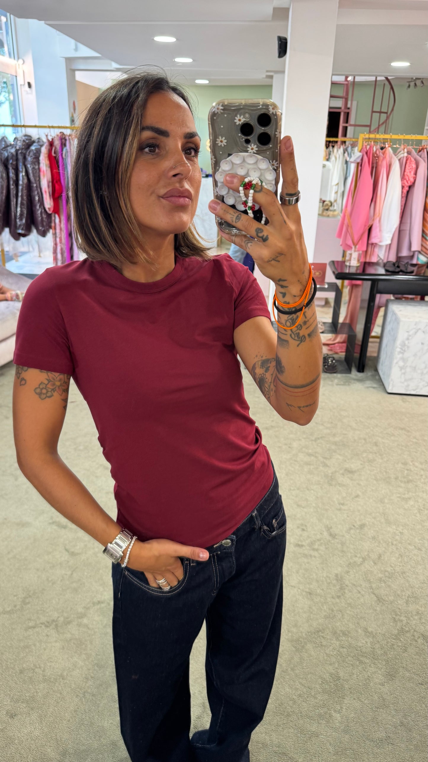 T-shirt gigi bordeaux slim basica jx