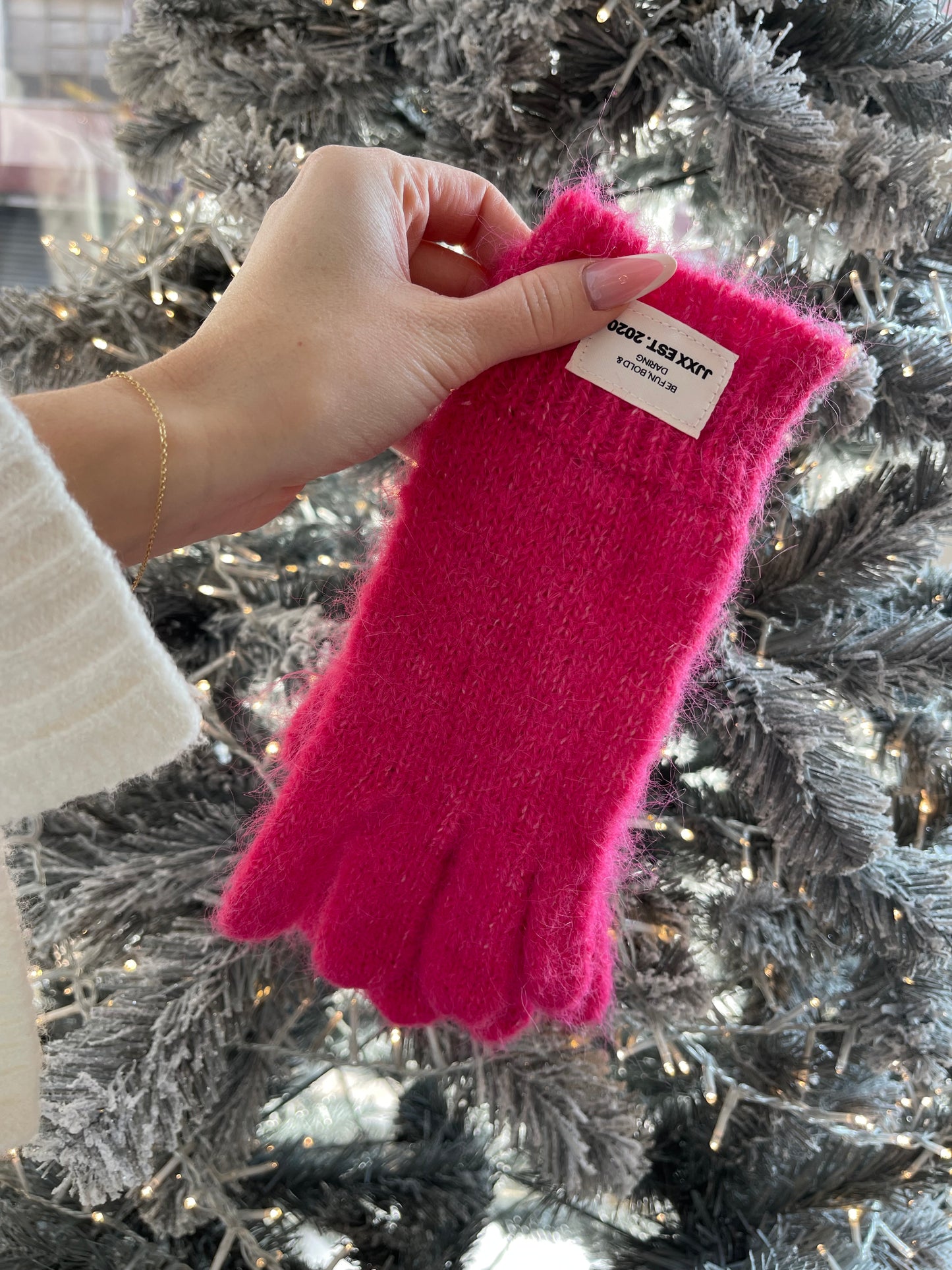Guanti fluffy fucsia