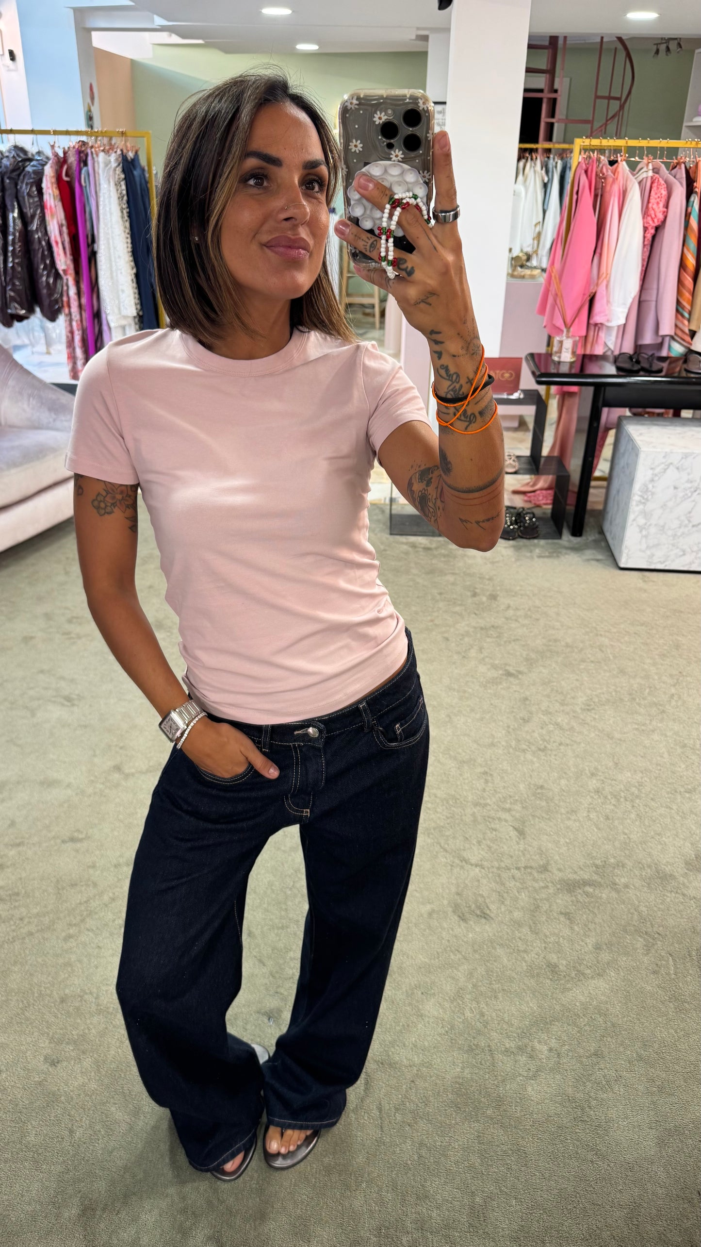 T-shirt gigi rosa baby slim basica jx