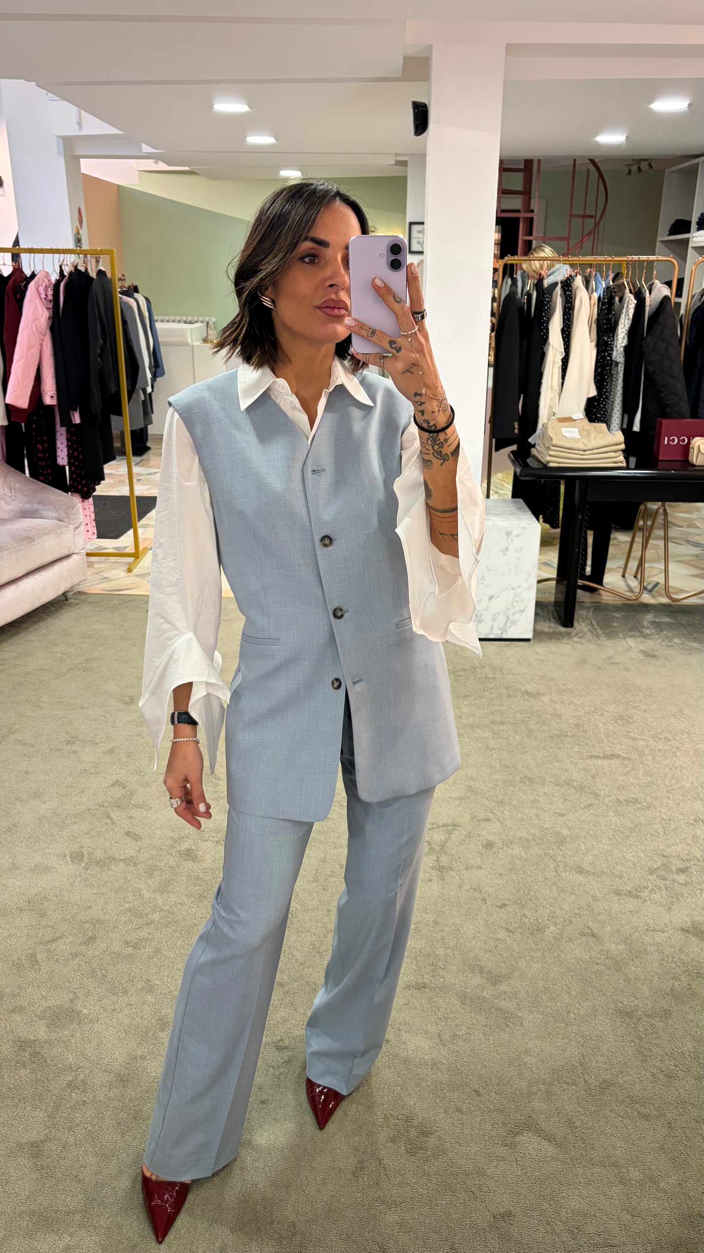 Pantaloni lisa azzurri wide leg sl