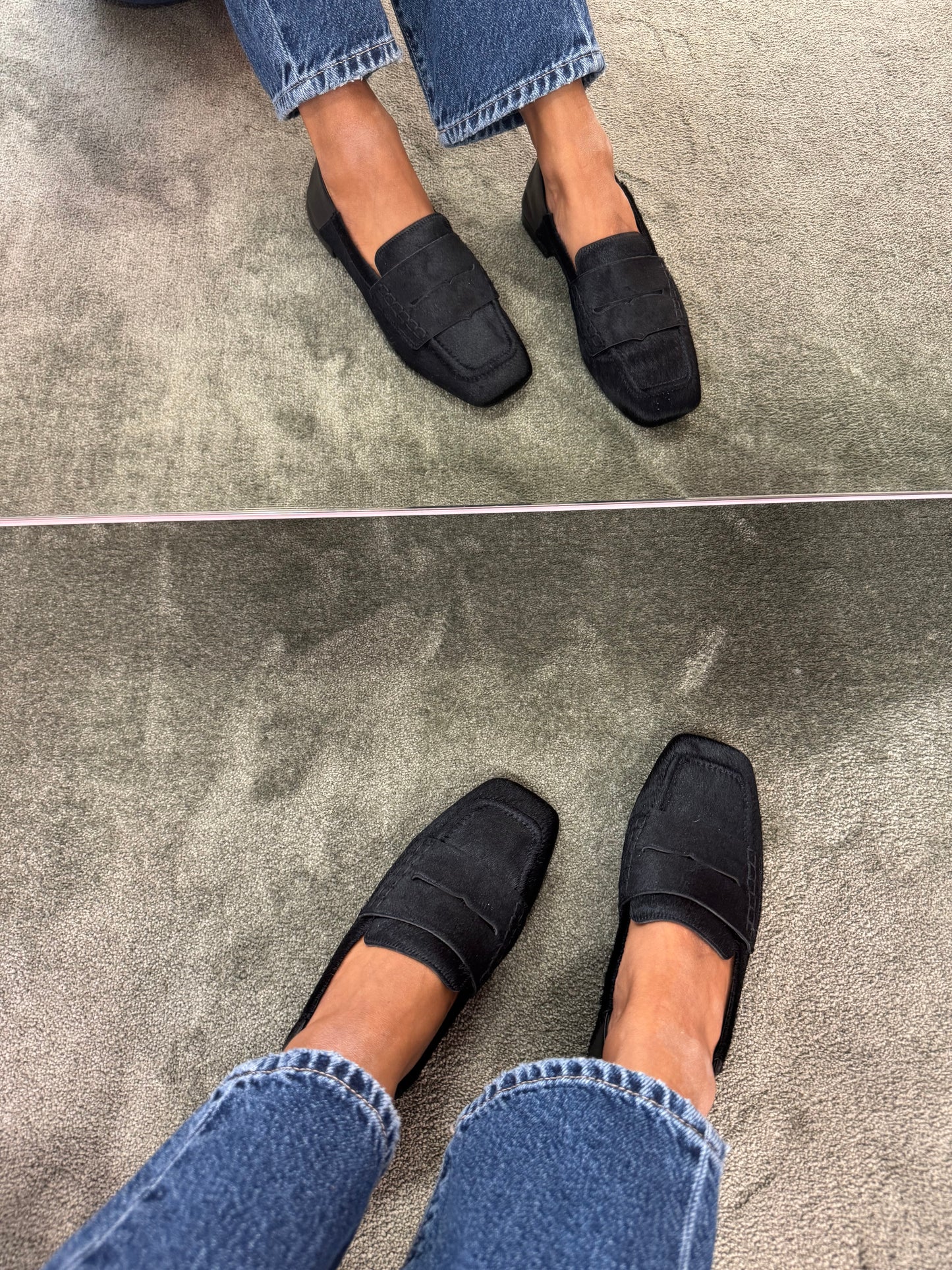 Mocassino nero in cavallino