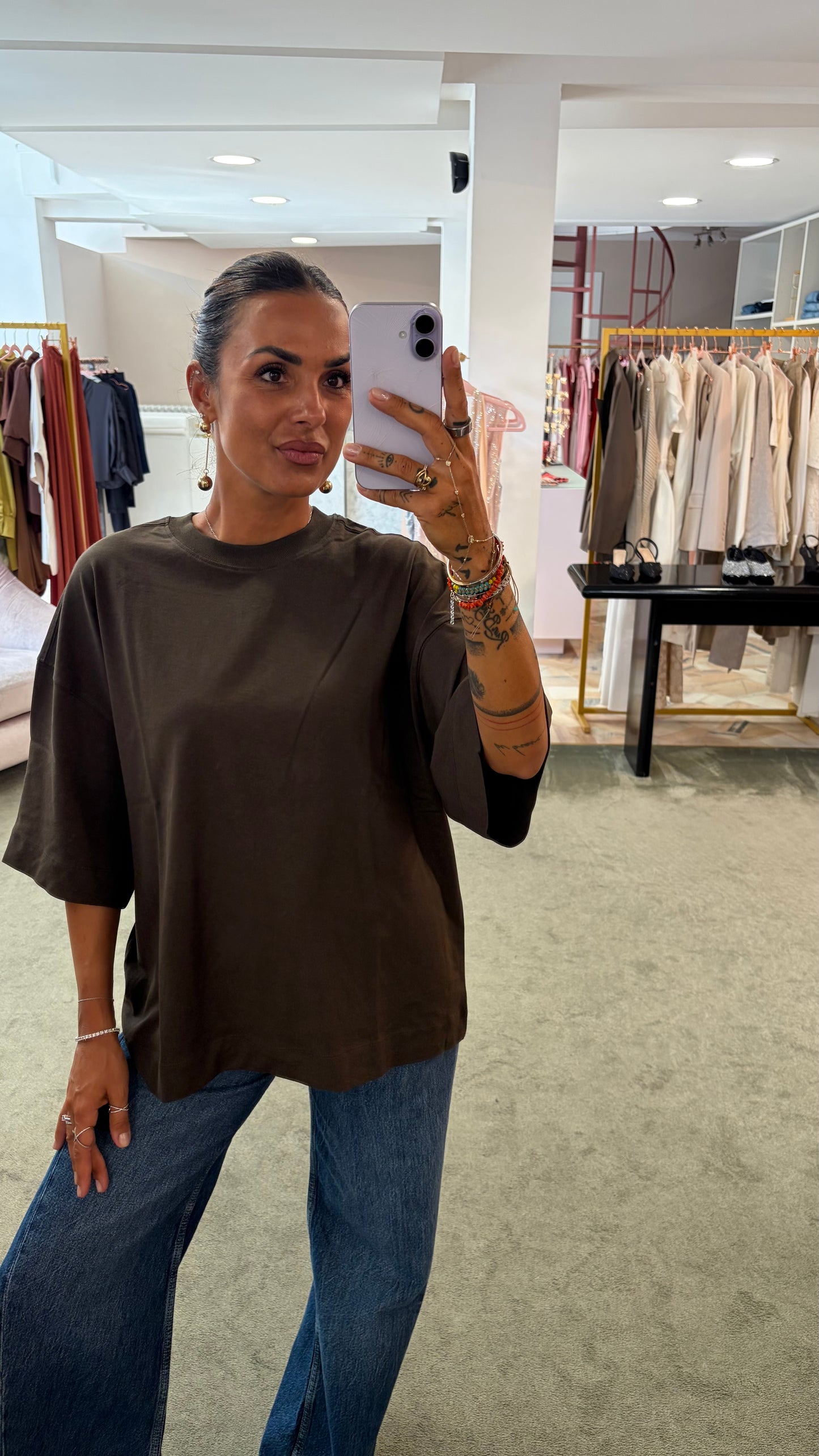 T-shirt marrone over sl