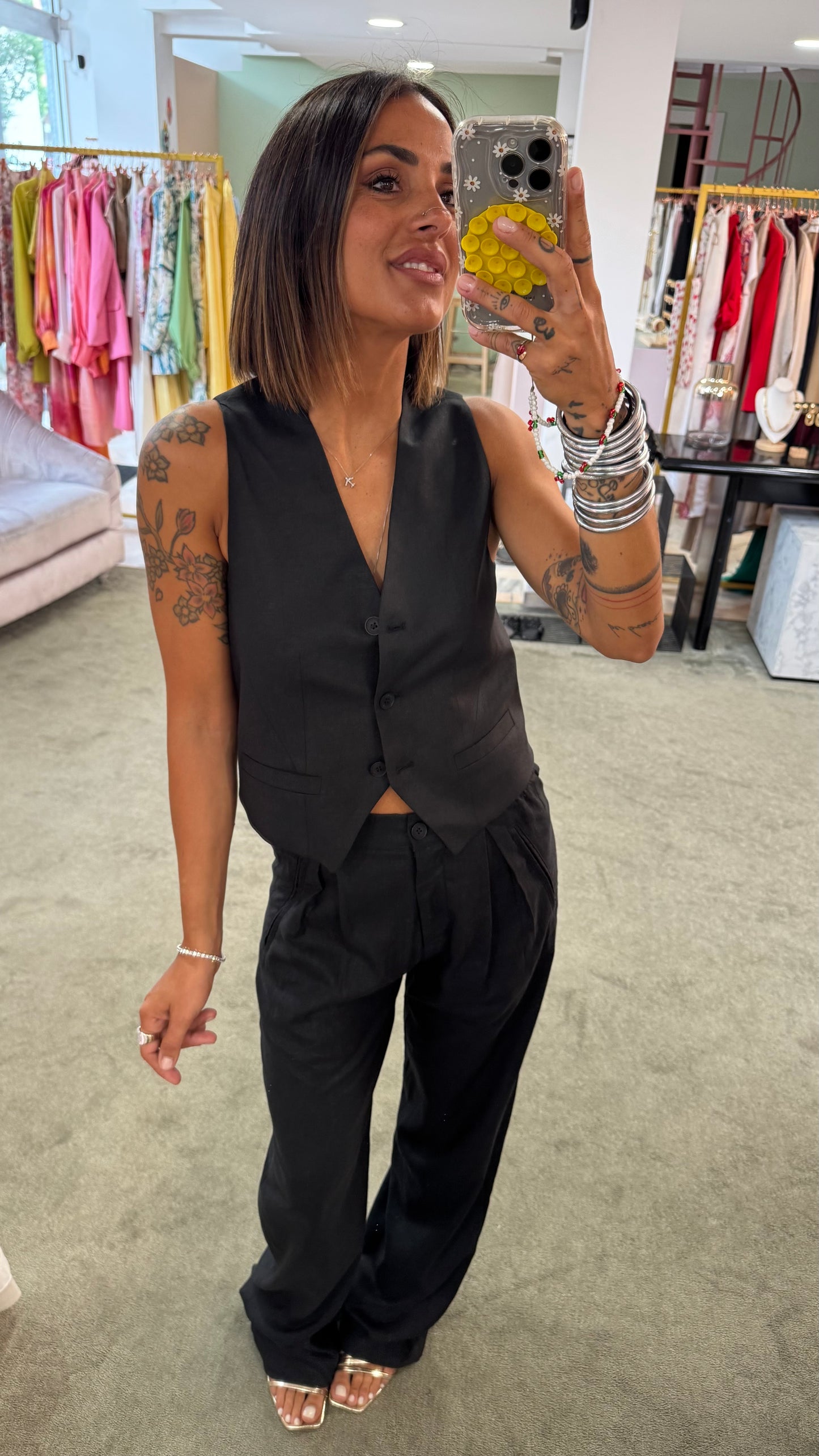 Pantaloni dritti neri con pences hinnominate