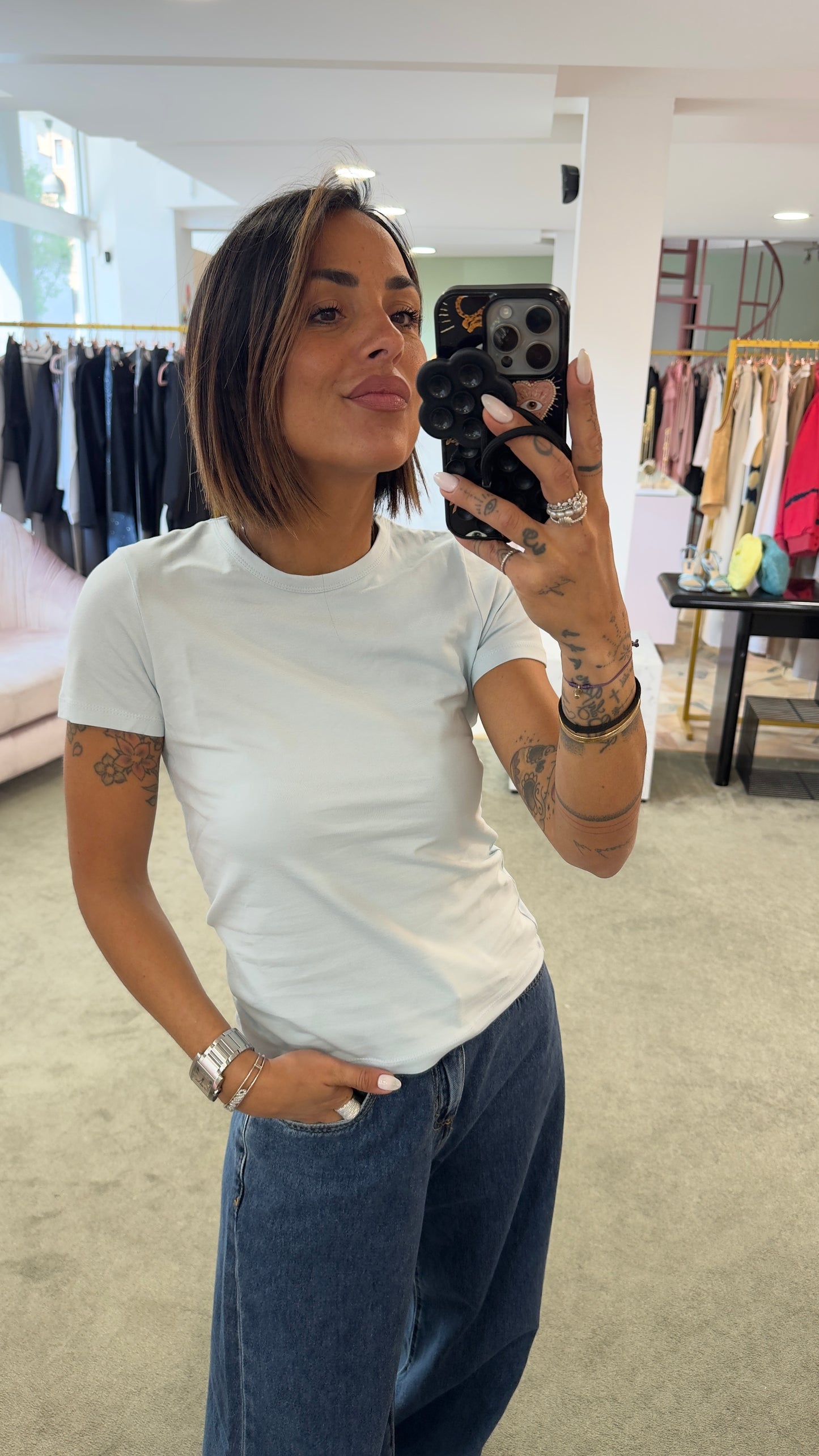 T-shirt gigi azzurro baby slim basica jx
