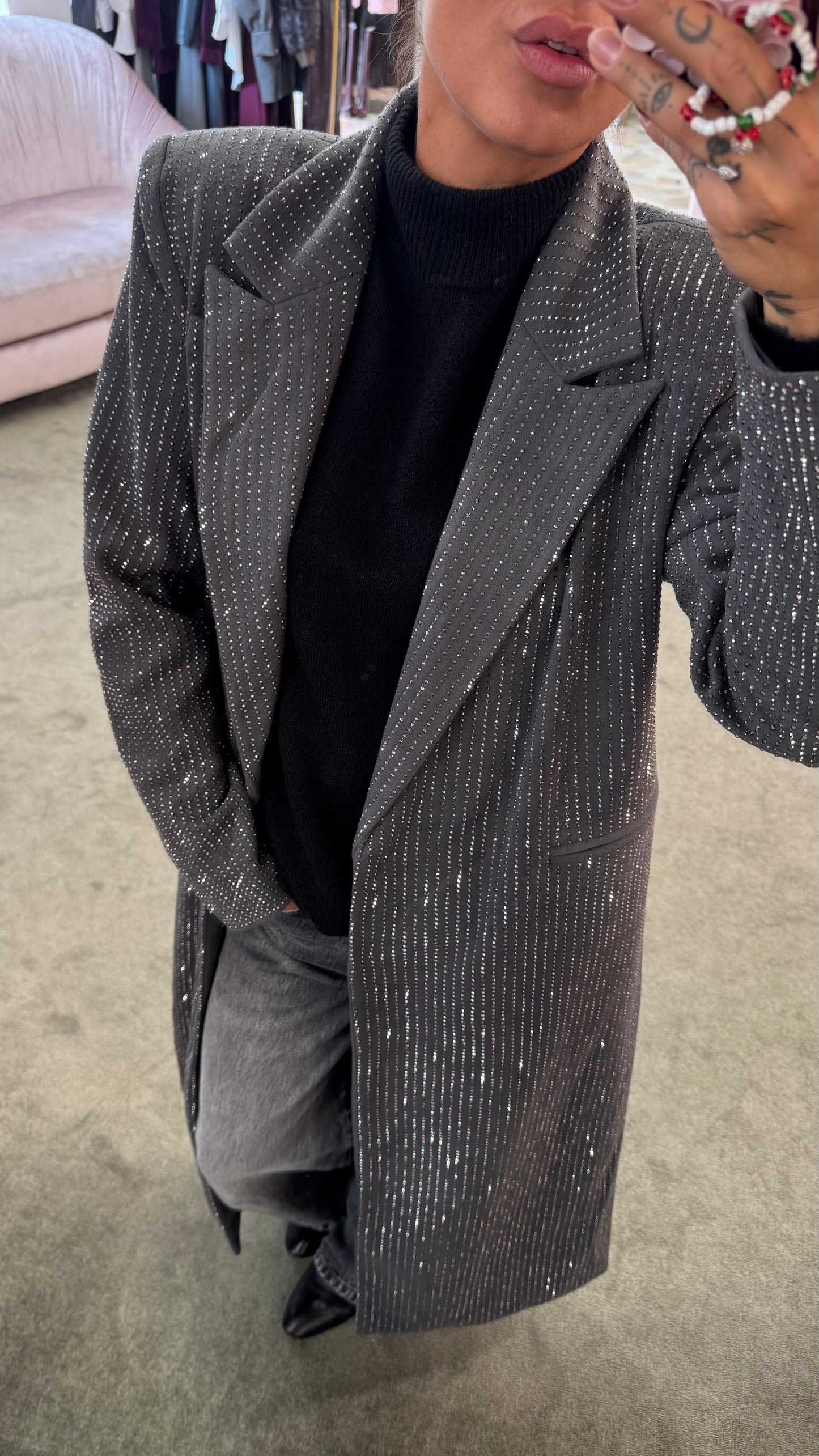 Cappotto lungo grigio cristalli tw