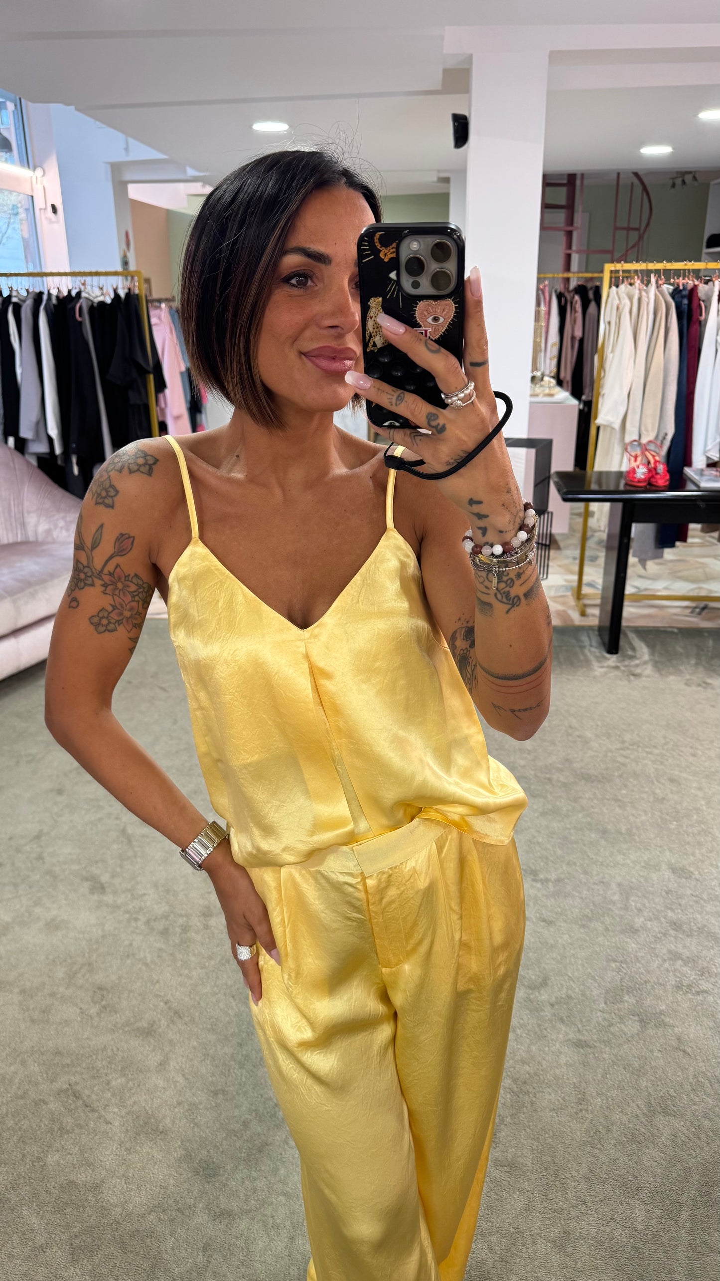 Canotta gialla in satin sl