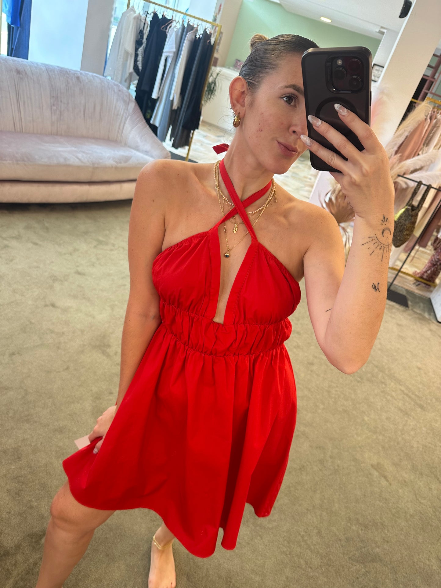 Abito rosso in cotone