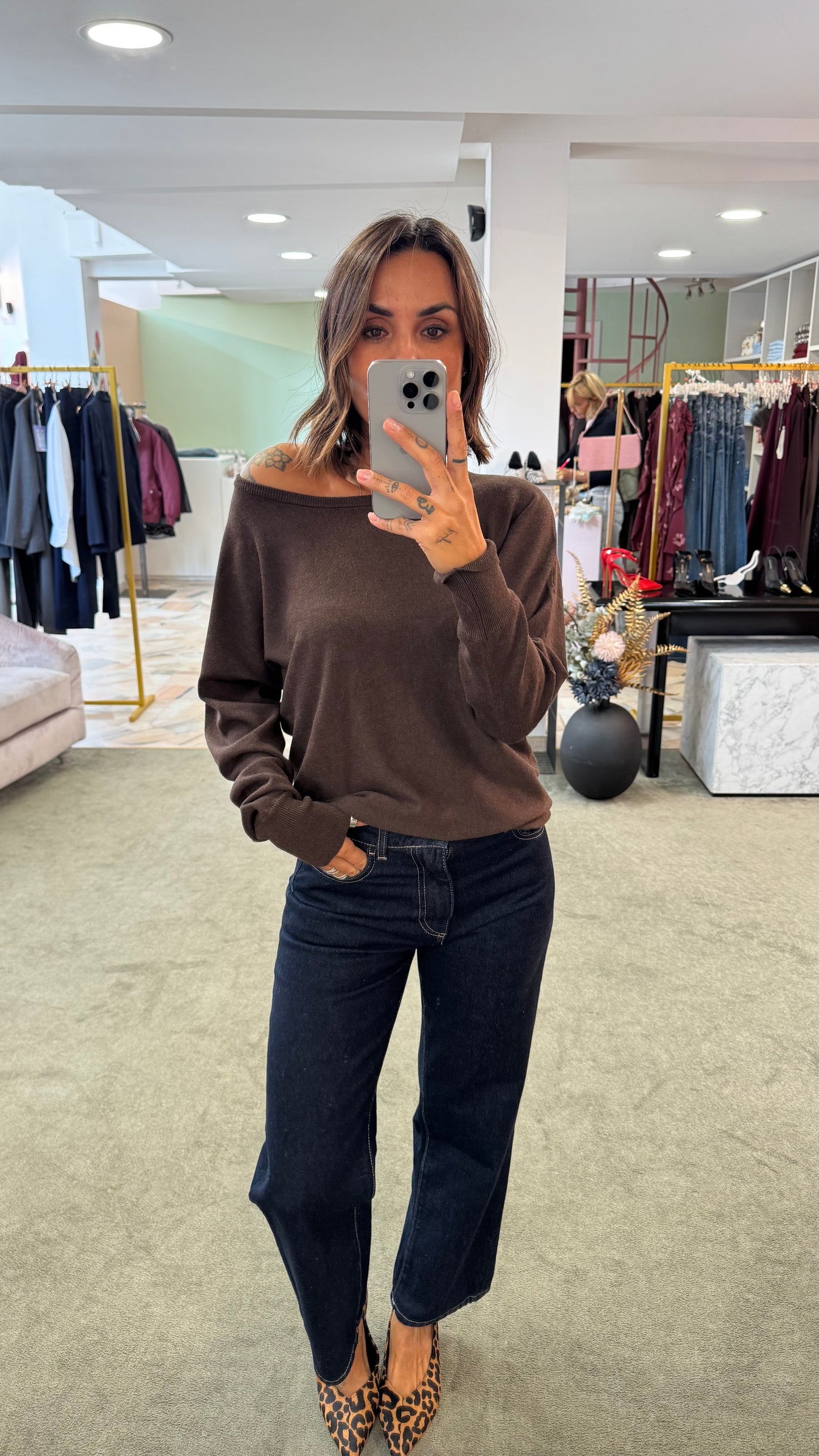 Maglione cioccolato girocollo morbido sy
