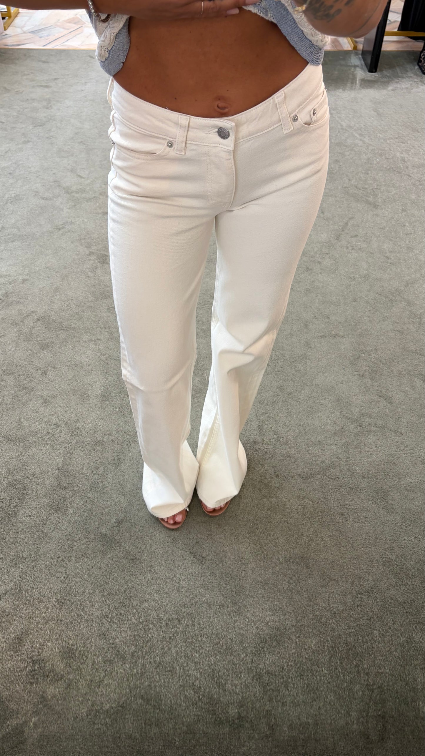 Jeans rome flare bianco panna
