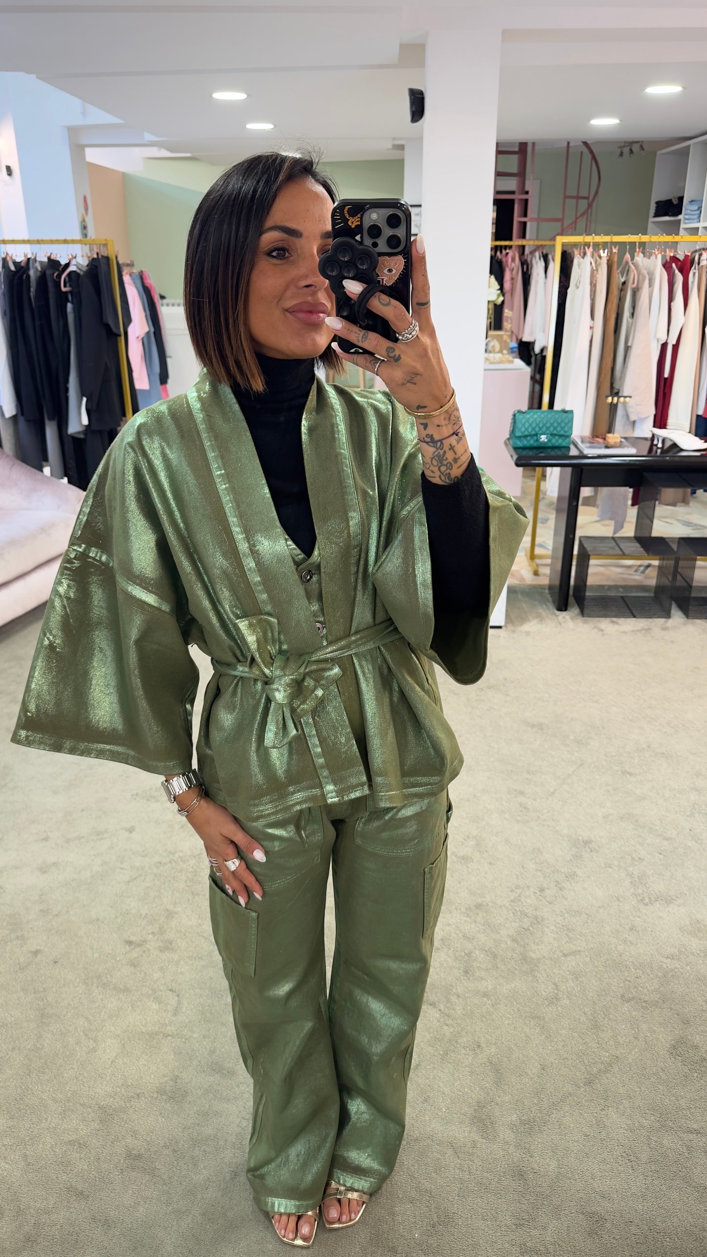 Kimono laminato verde militare Don't@me