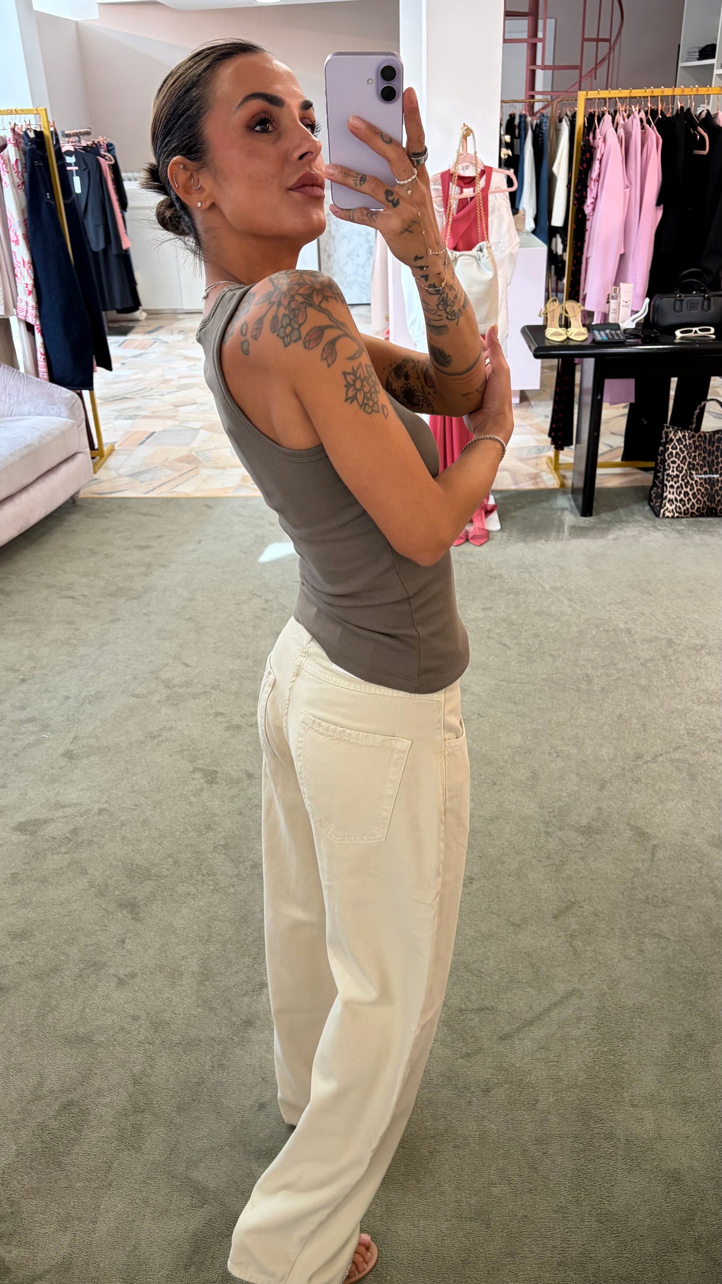 Canotta fango a costine scollo tondo jx