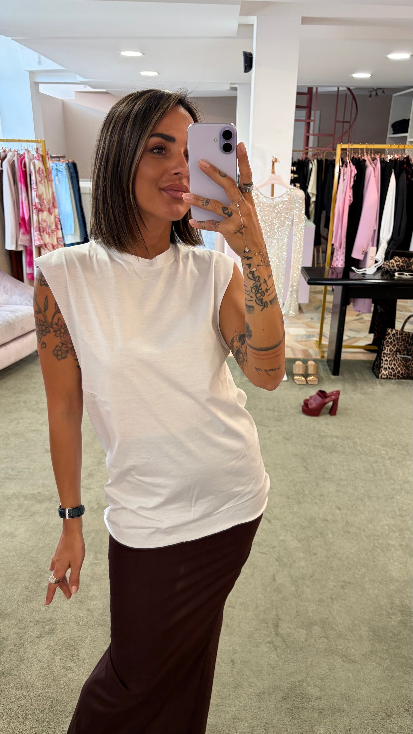 Canotta bianca over taglio vivo Marsem