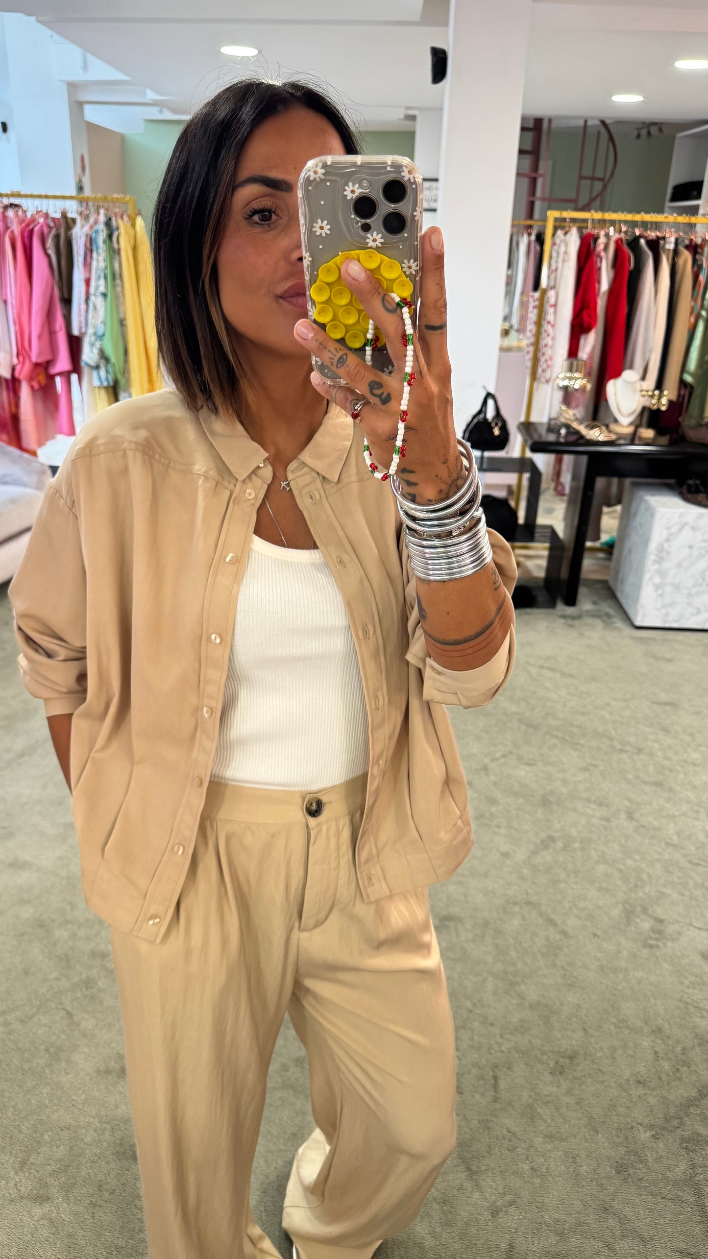 Camicia sabbia in viscosa sy