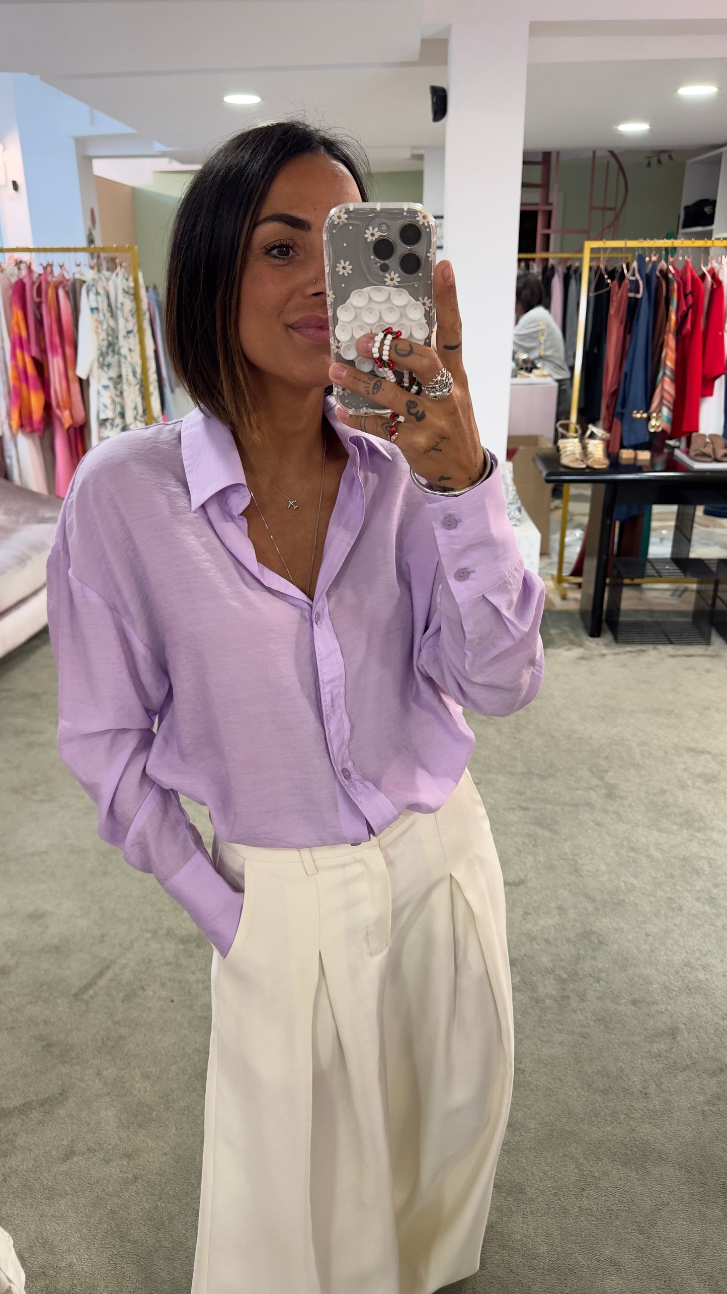 Camicia lilla in crepe ay