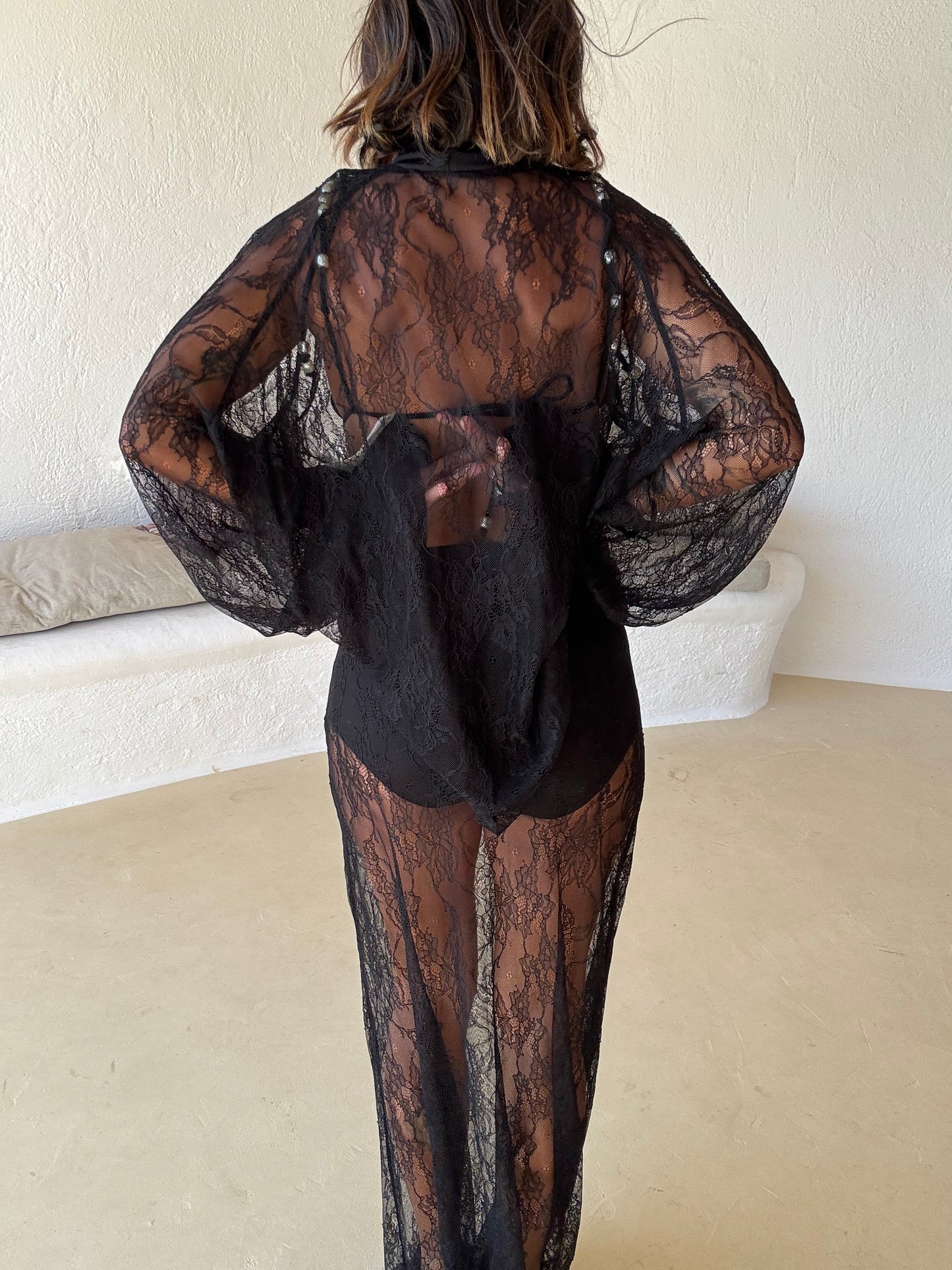 Gonna lunga nera in pizzo con culotte ks