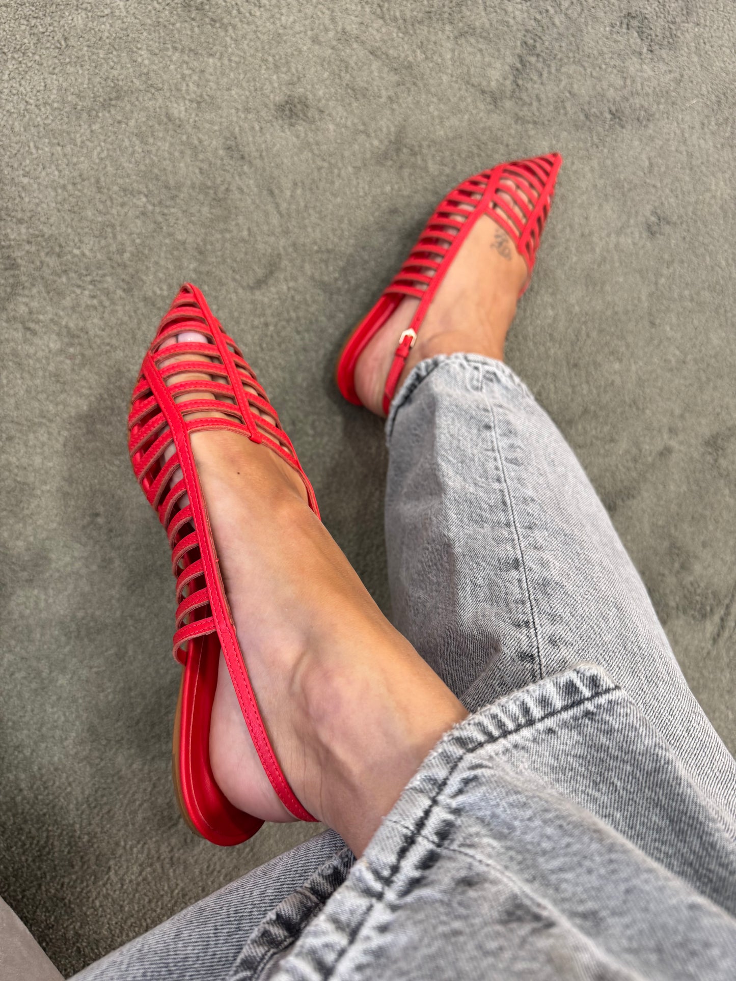 Ciabattina slippers rossa a punta