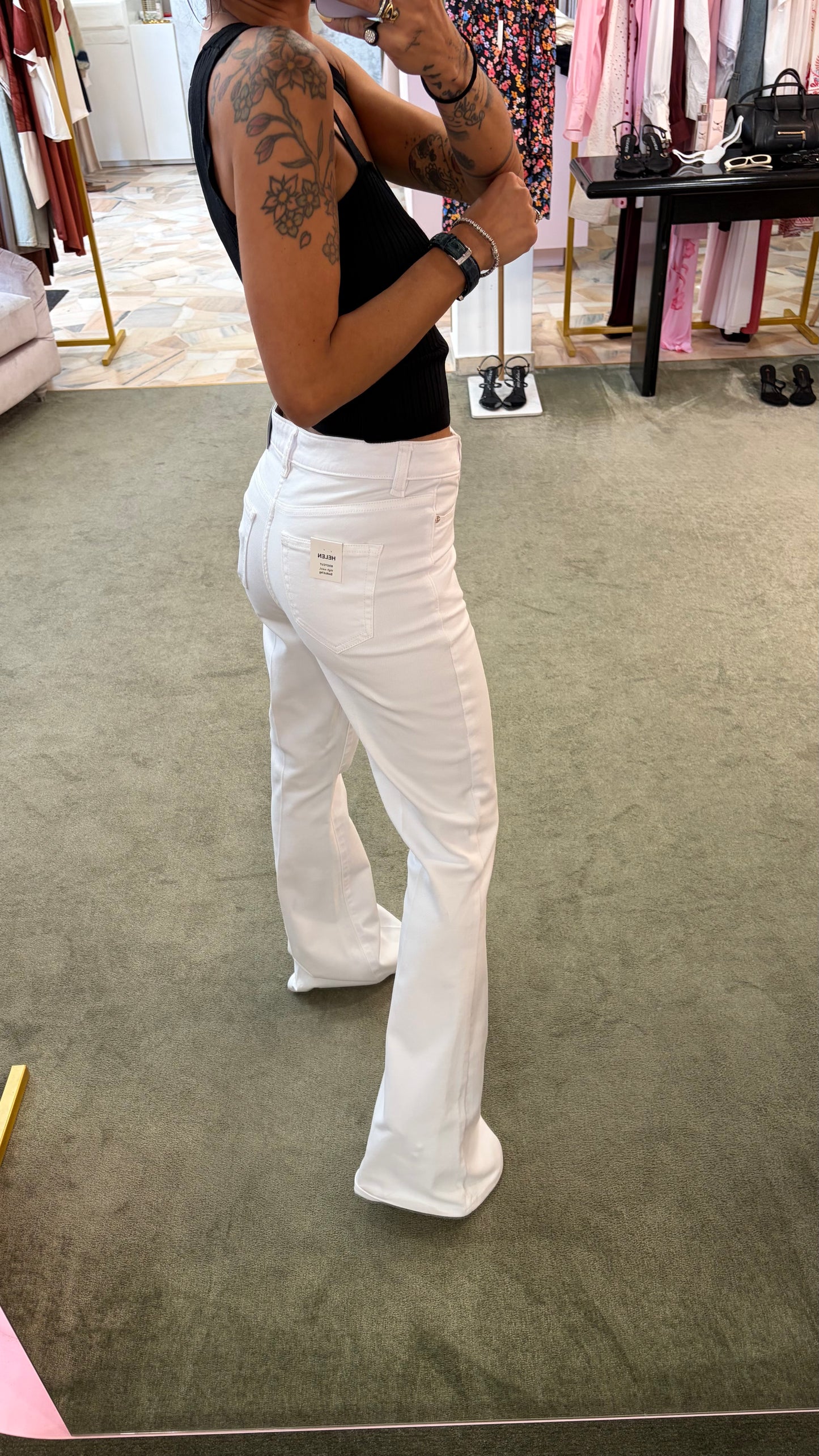 Jeans a zampa bianco elasticizzato fr pe26