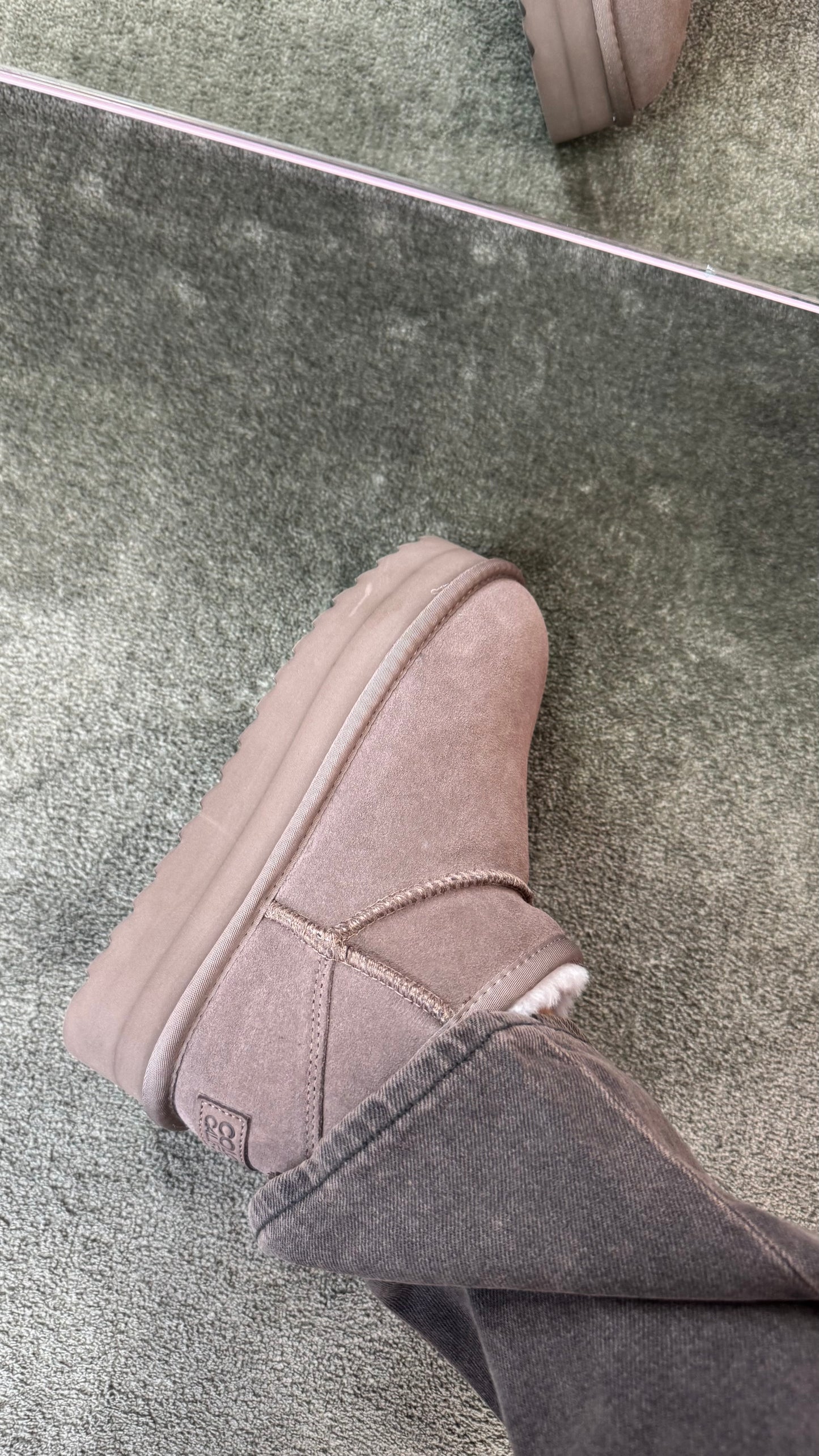 Ultra mini platform tortora scamosciato