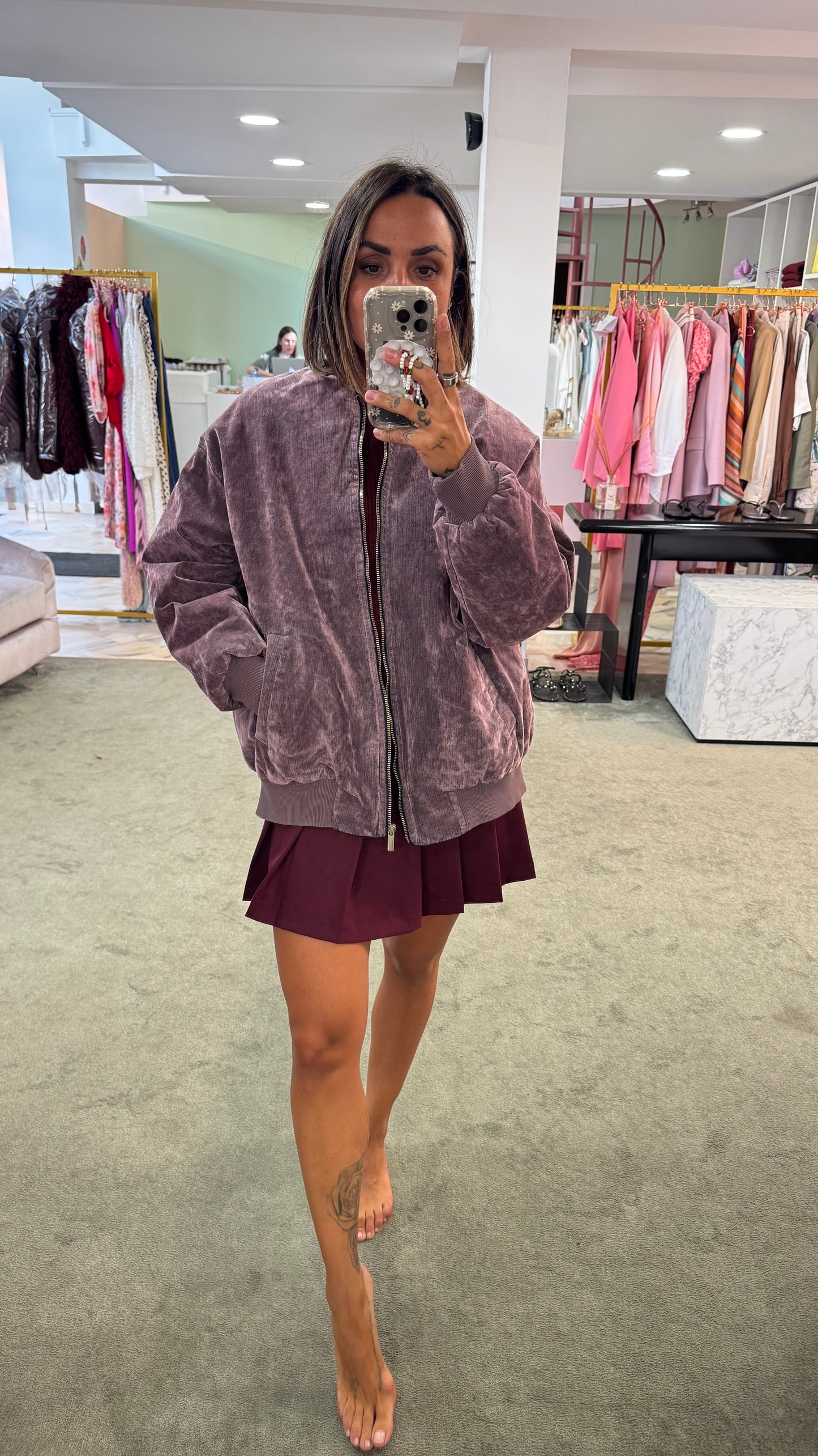 Bomber lilla in denim floccato Don't@Me