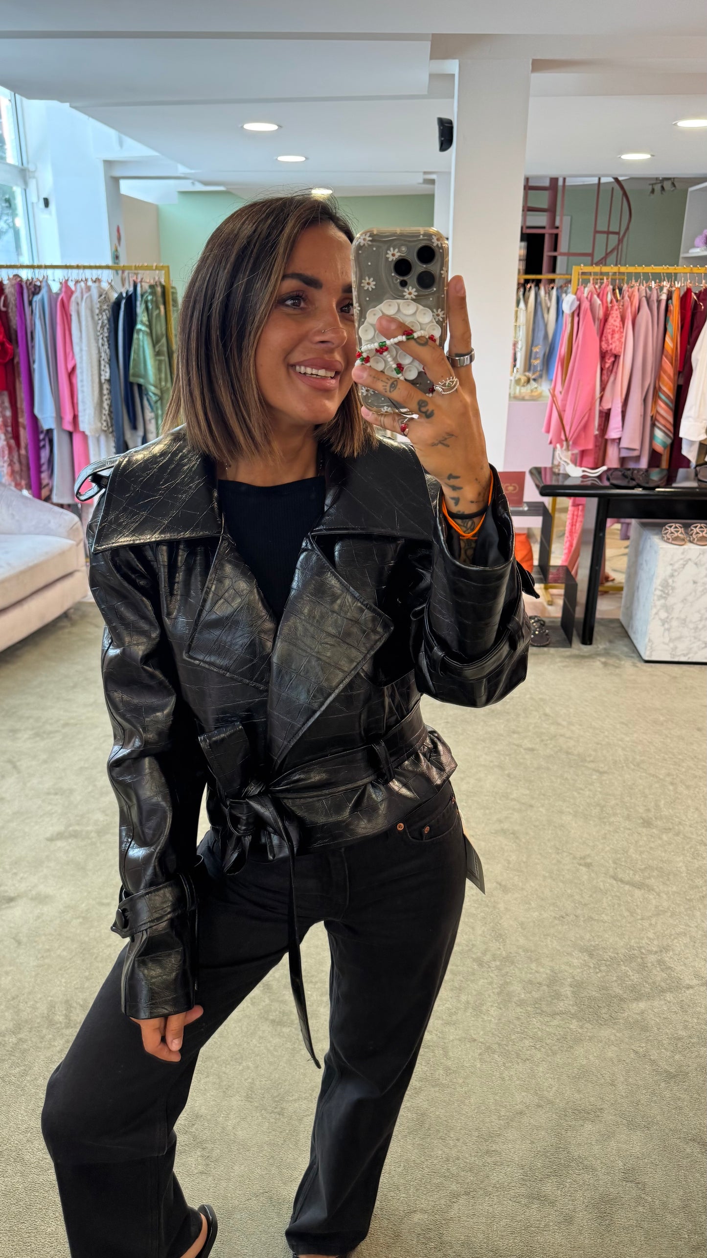 Trench crop nero crocco Actualee