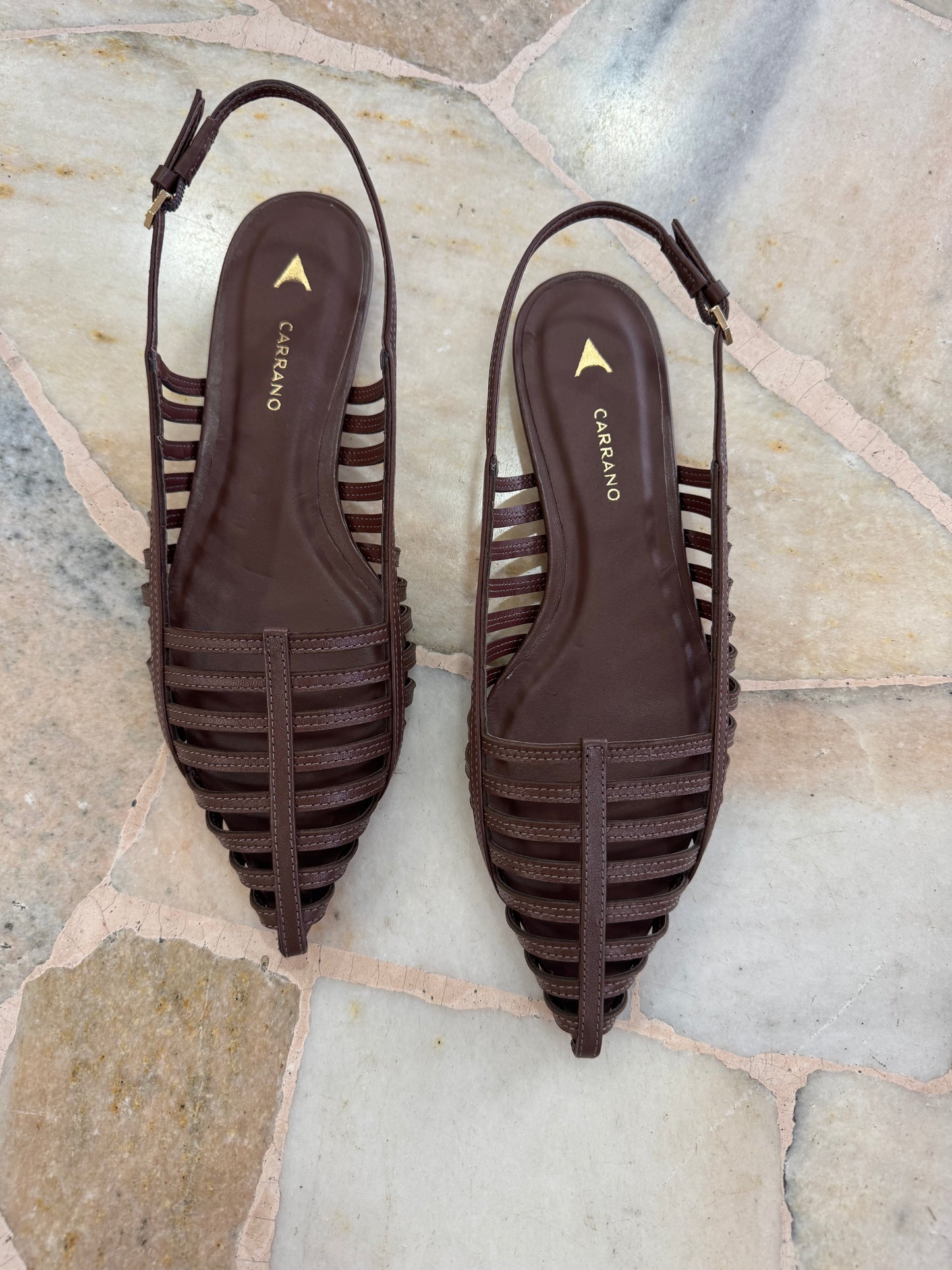 Ciabattina slippers marrone testa di moro a punta
