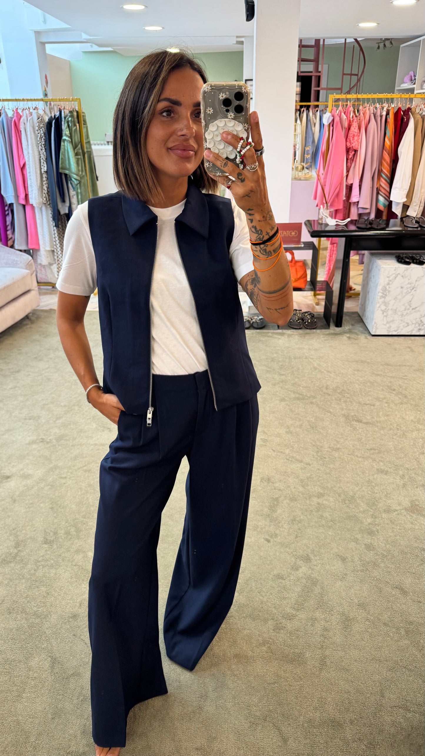 Gilet blu con zip jx