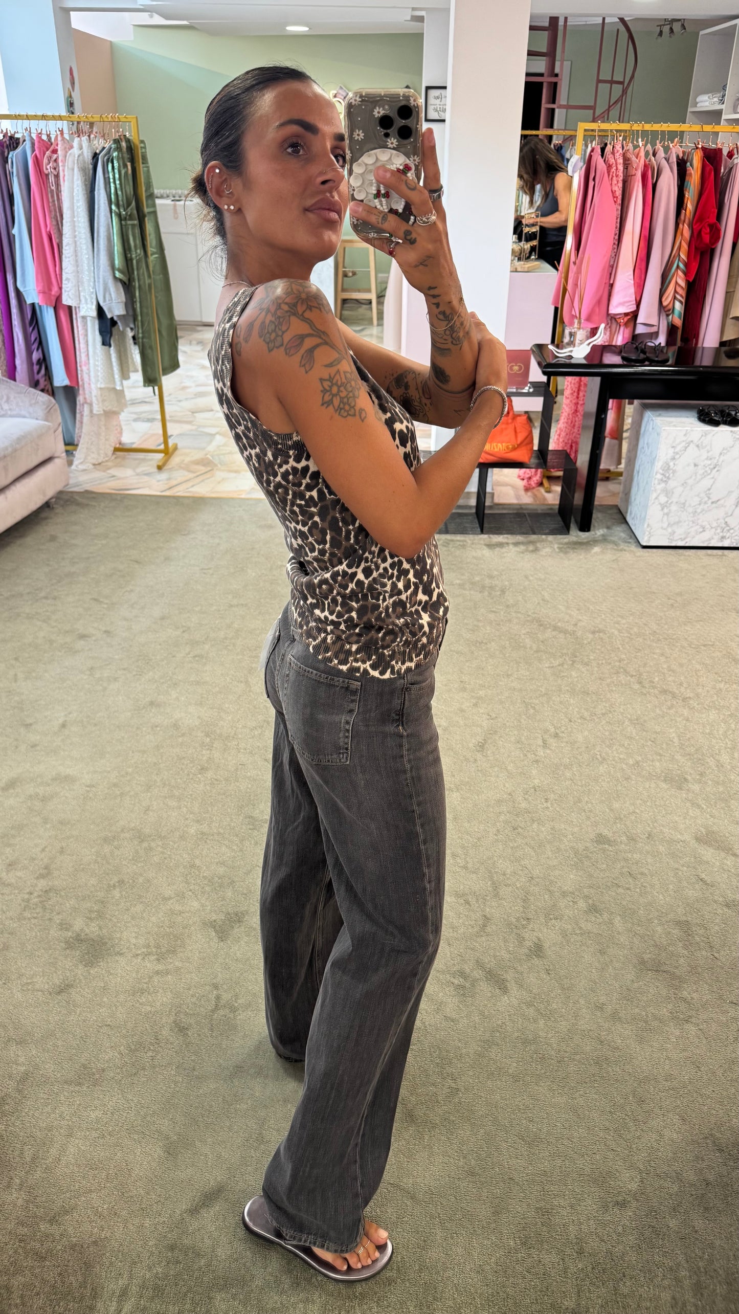 Canotta leopardata marrone sy