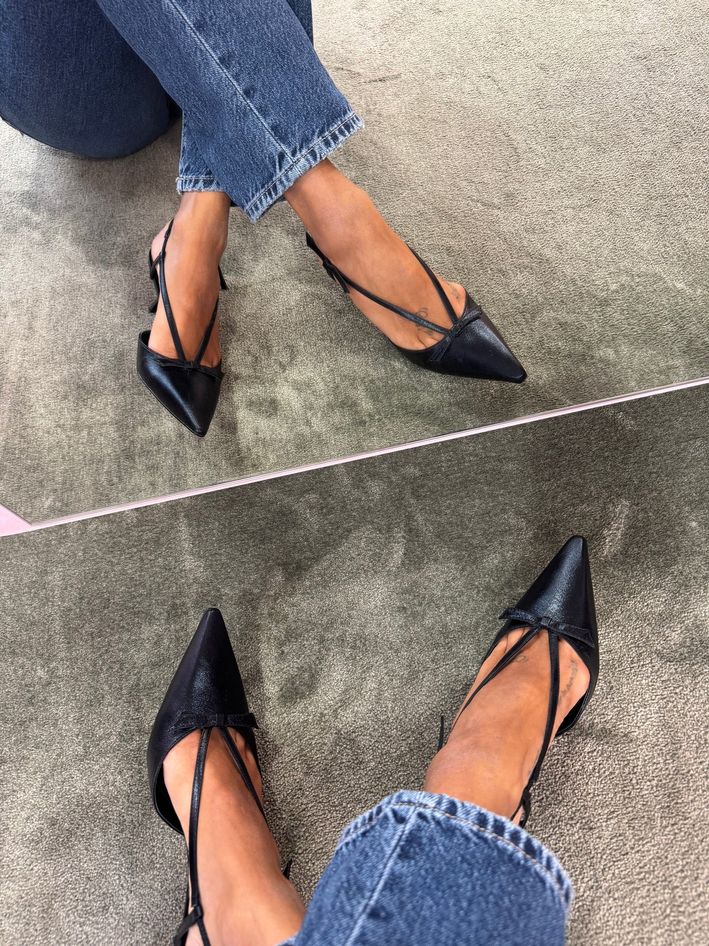 Slingback nera con fiocchetto