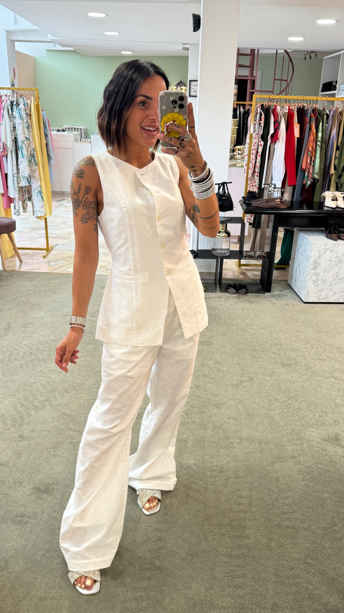 Set bianco gilet e pantaloni gl