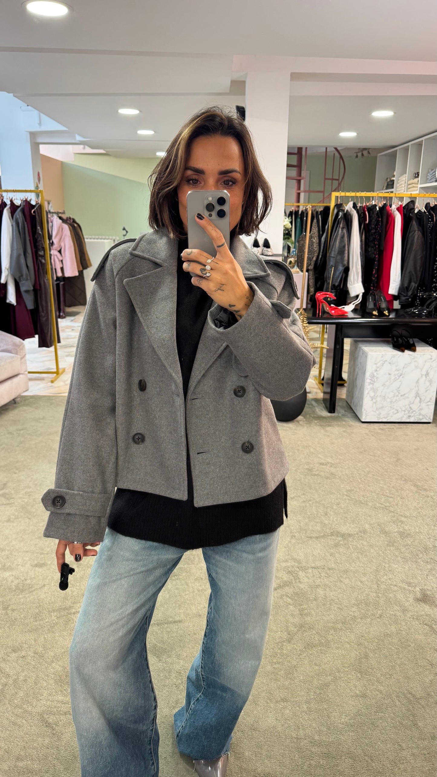 Cappotto caban grigio corto jx