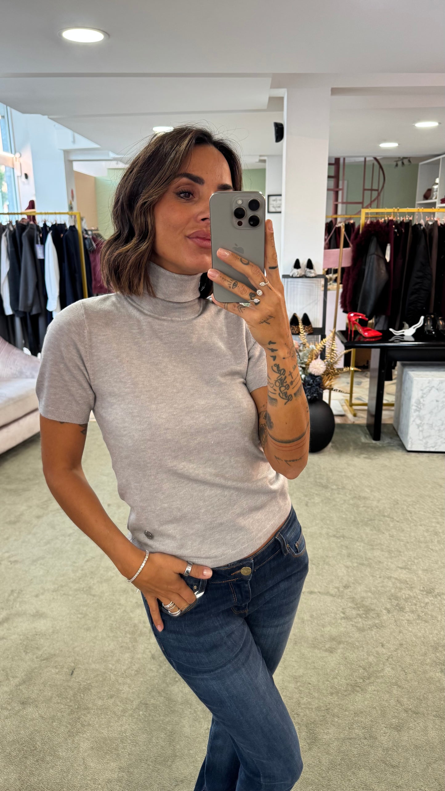 Dolcevita grigio chiaro manica corta tk
