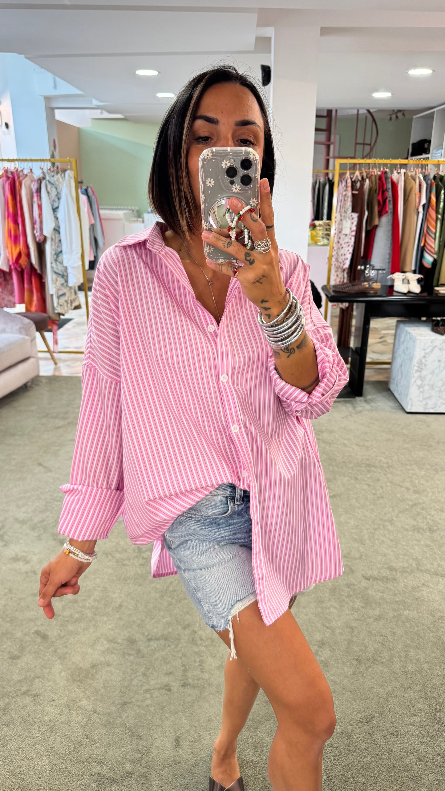 Camicia rosa a righe ep