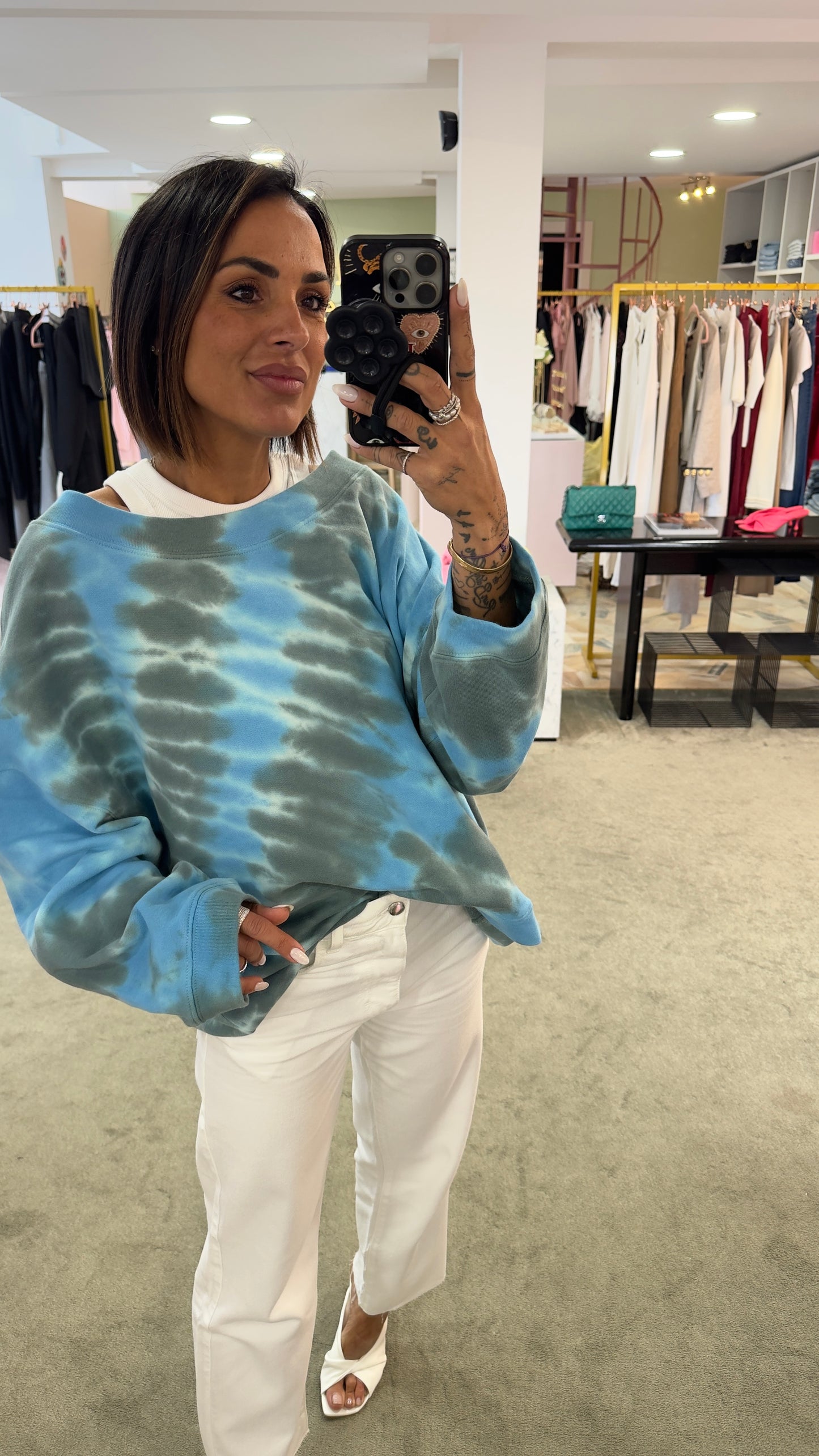 Felpa azzurra tie-dye Don't@me
