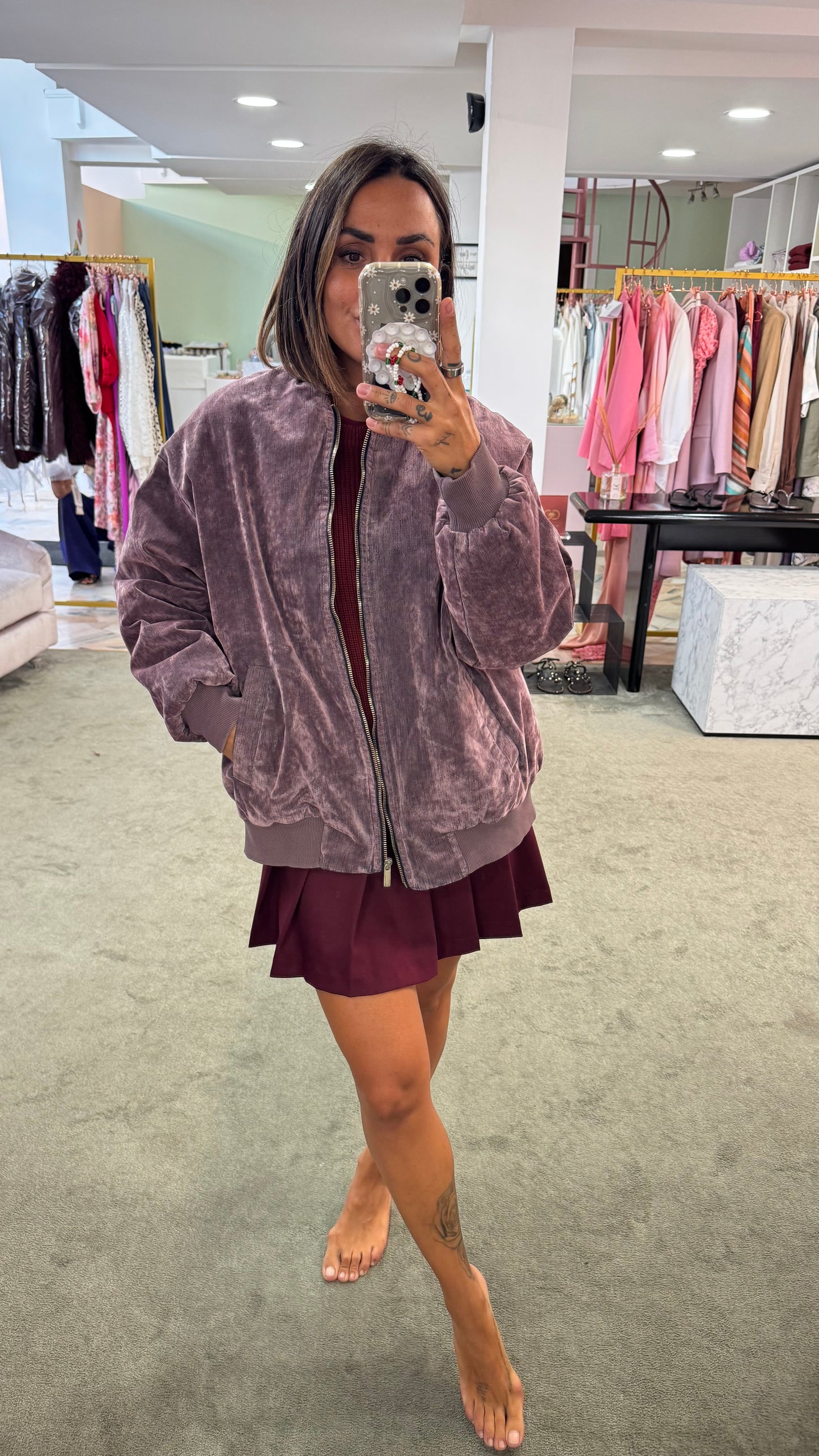 Bomber lilla in denim floccato Don't@Me
