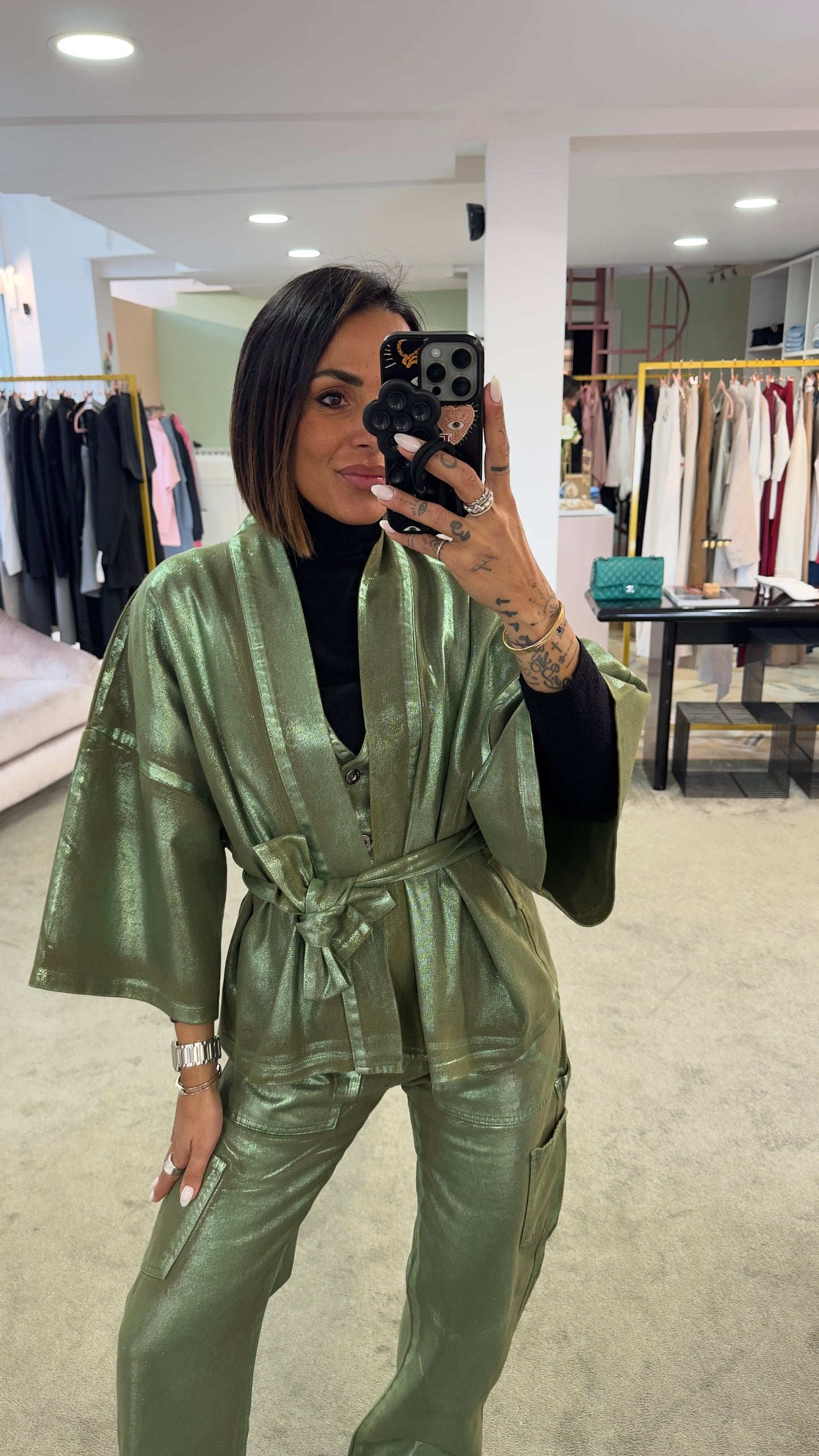 Kimono laminato verde militare Don't@me