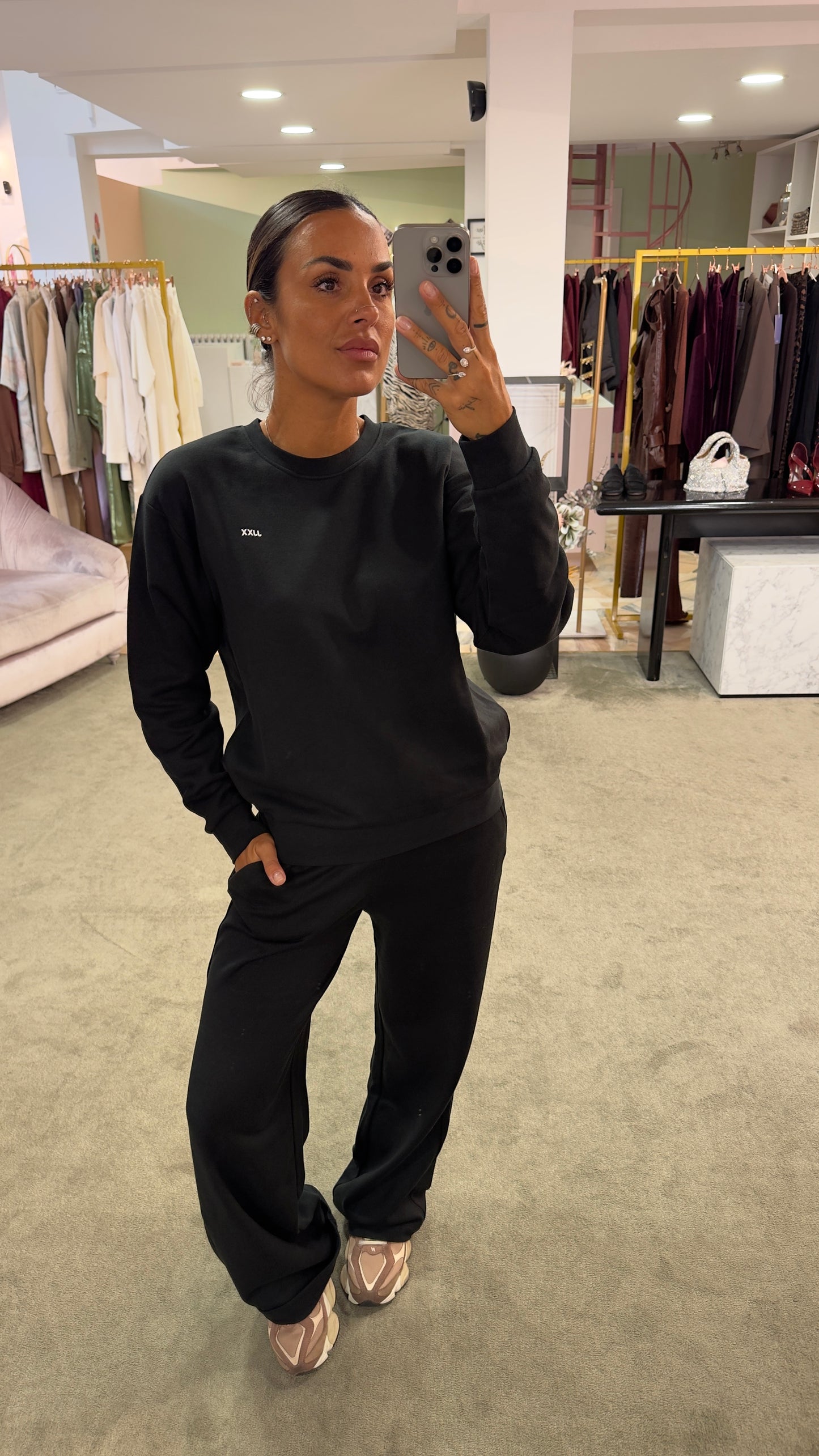 Joggers nero con elastico jx