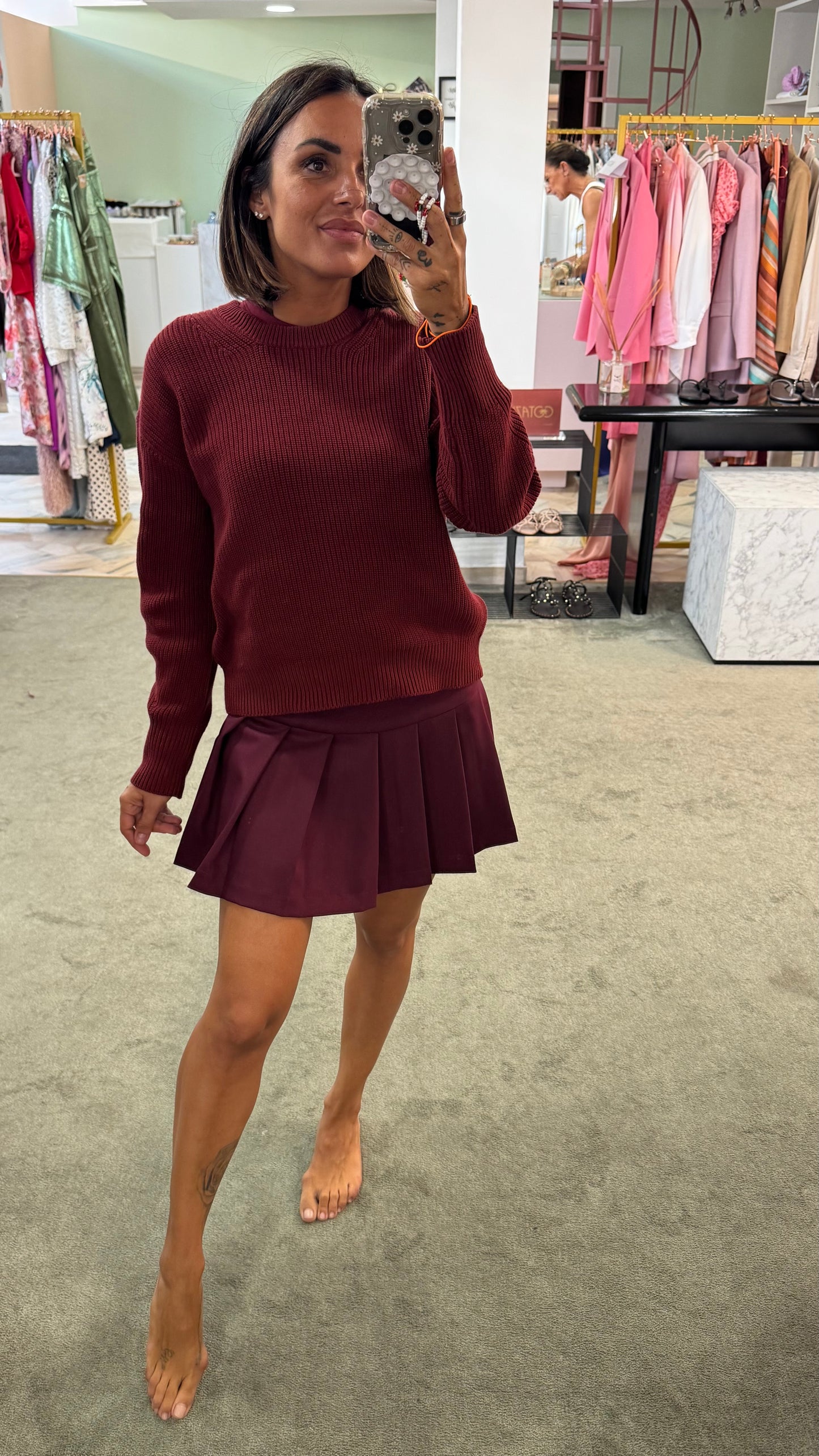 Gonna pantaloncino bordeaux a pieghe Hinnominate