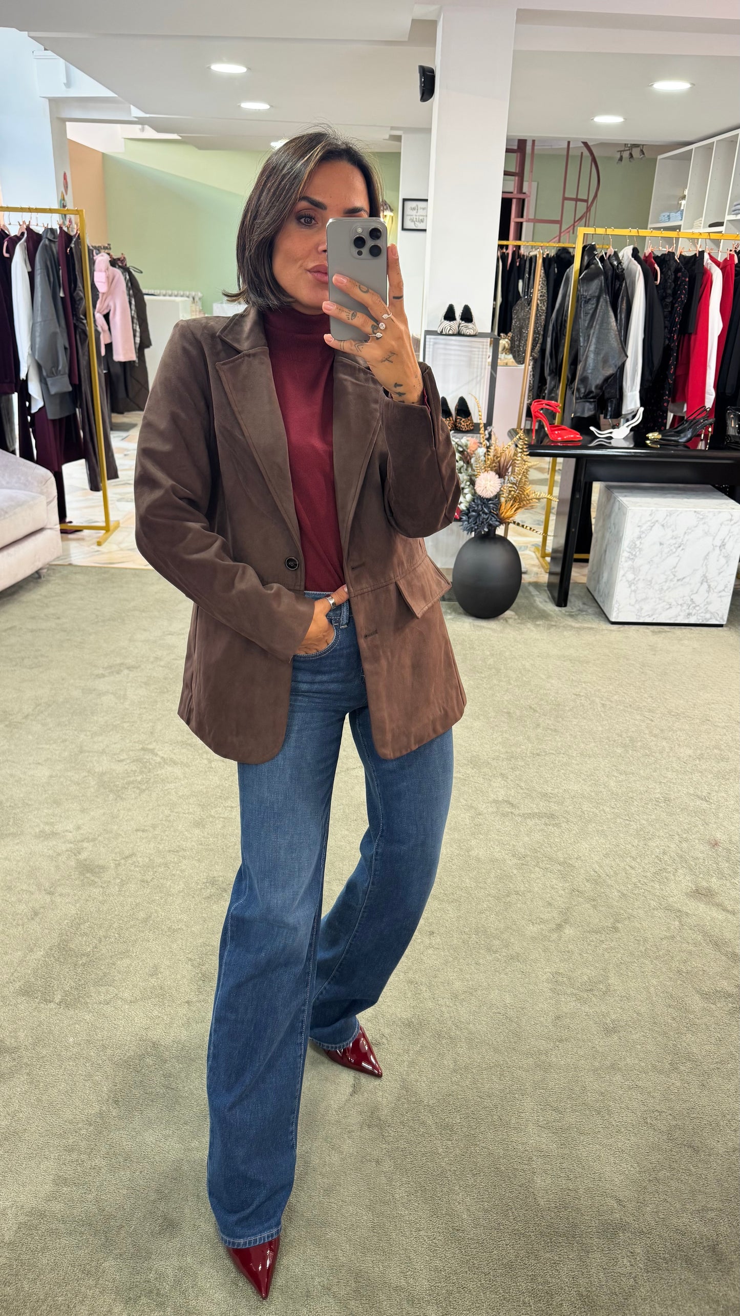 Blazer giacca scamosciata cioccolato sy