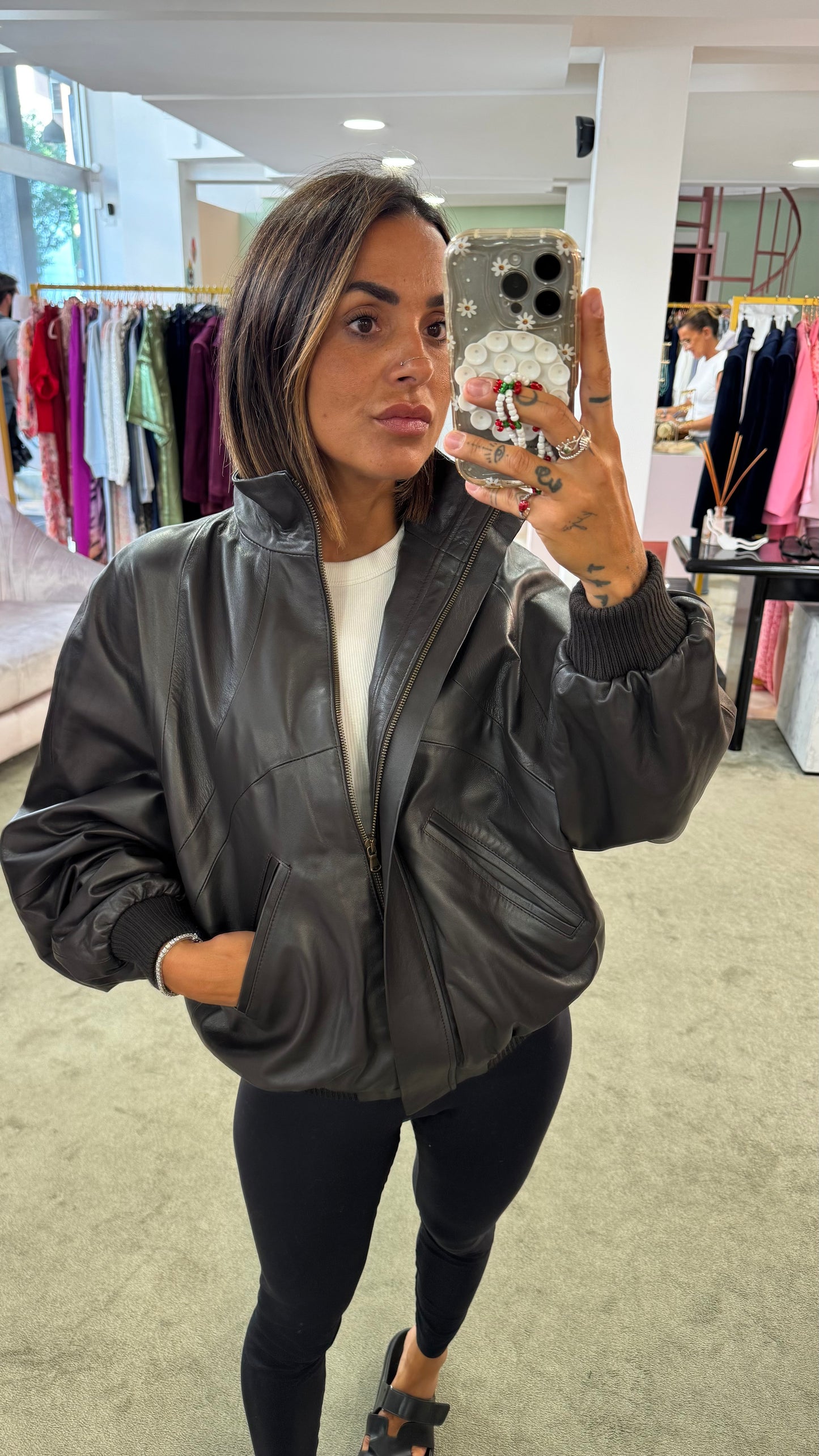 Giacca aviator testa di moro in pelle Actualee