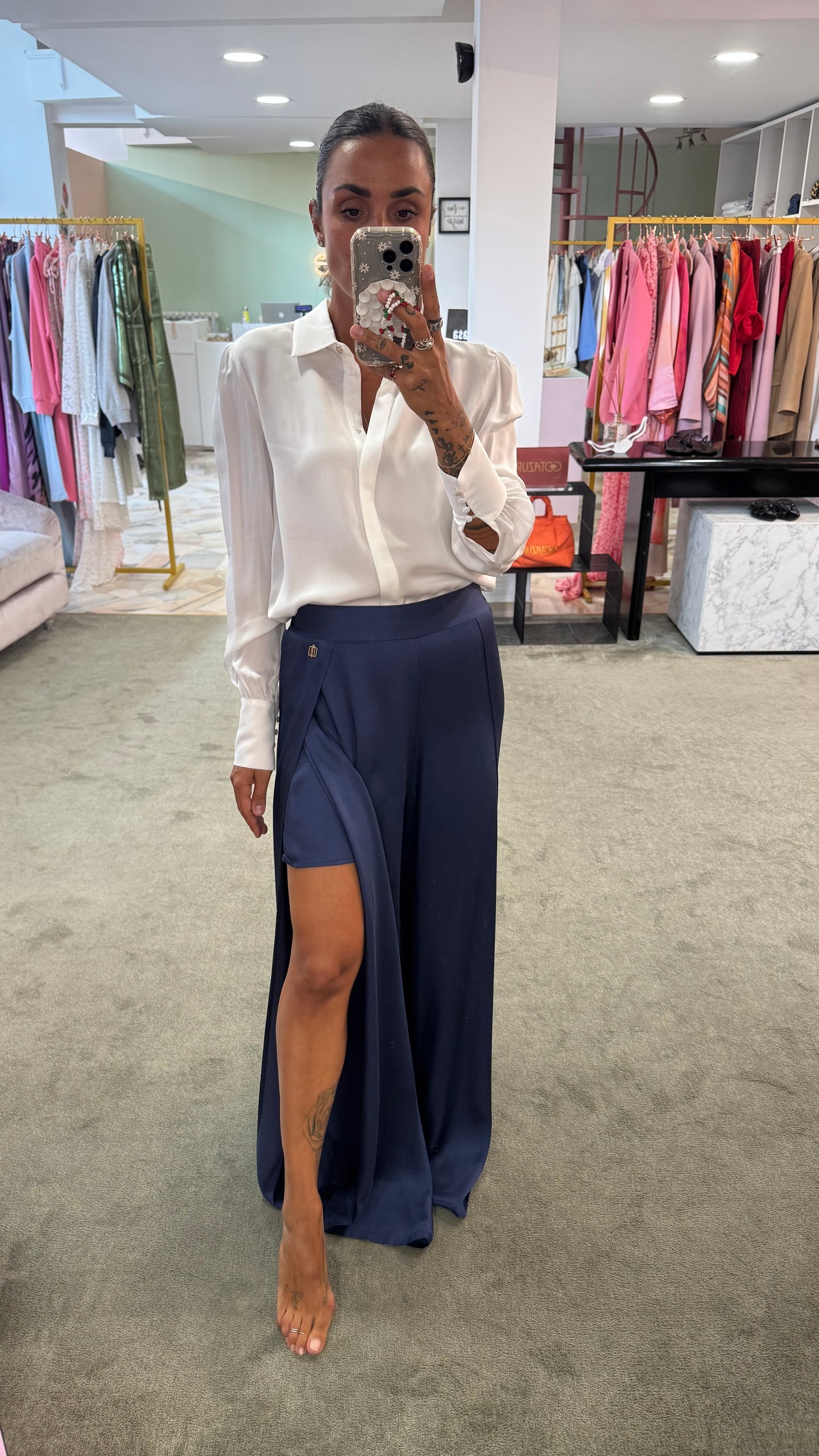Camicia bianca in crepe fr