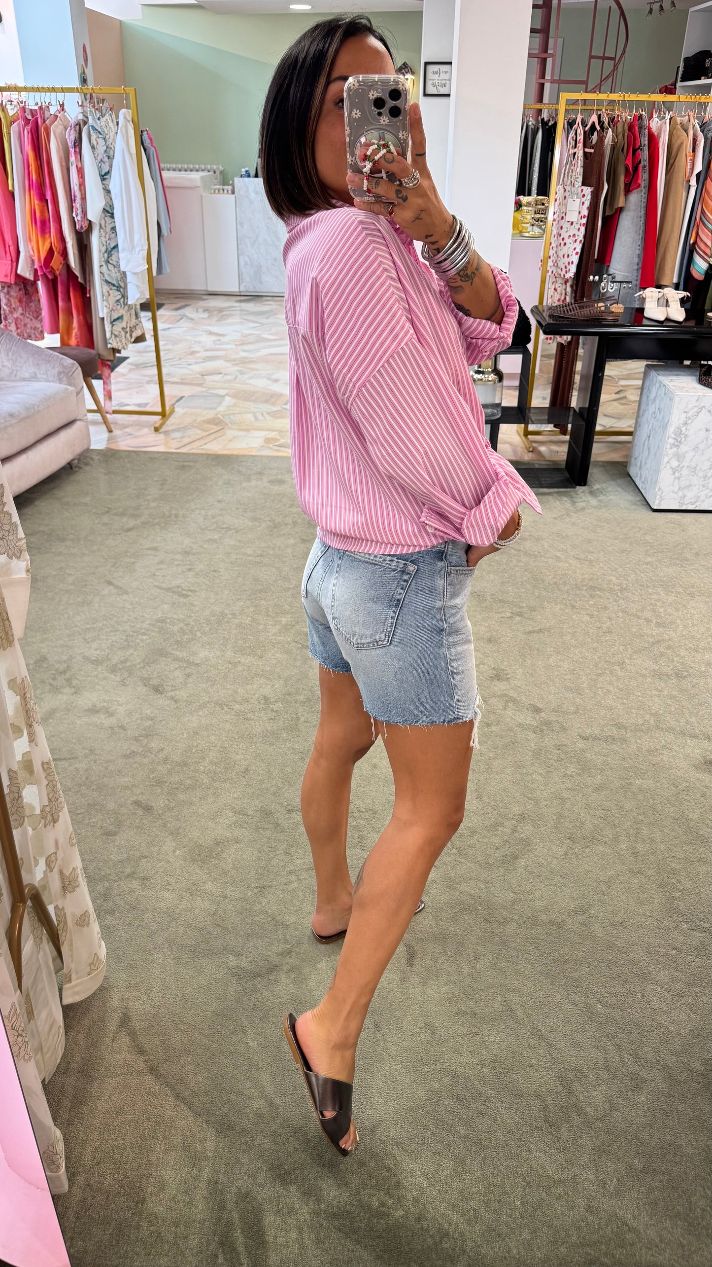 Camicia rosa a righe ep
