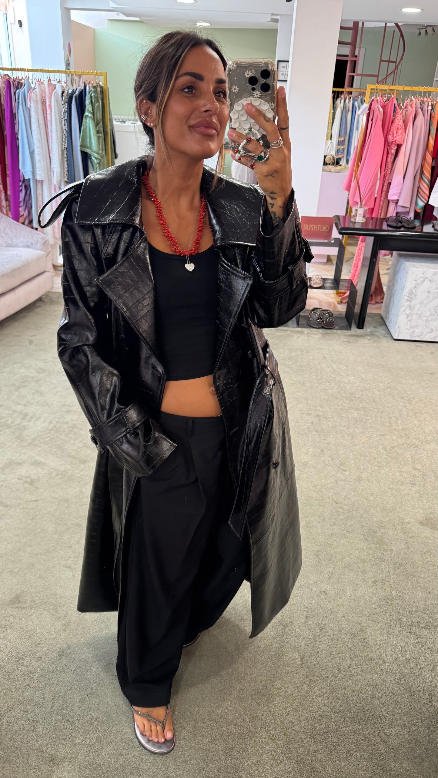 Trench lungo nero crocco Actualee